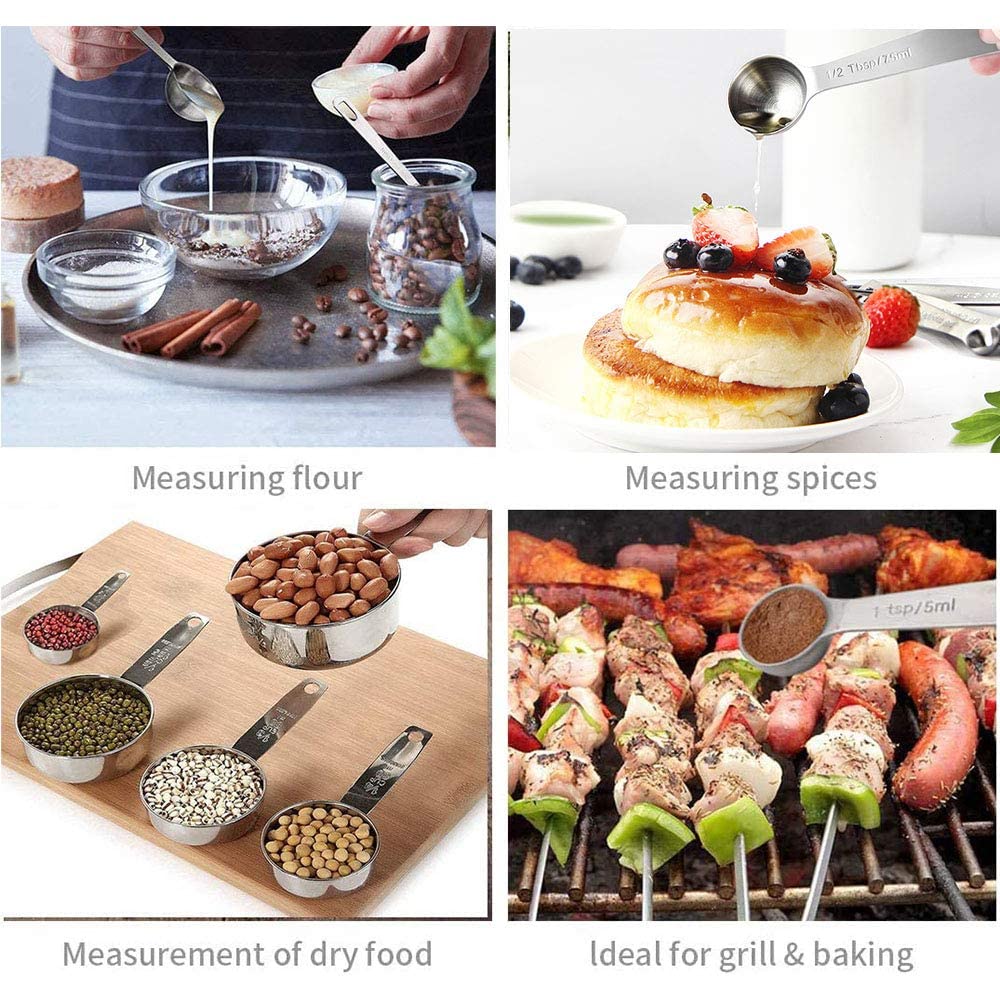 - Measuring Cups & Spoons Set of 12 | Premium Stainless Steel 5 Measuring Cups and 6 Measuring Spoons -