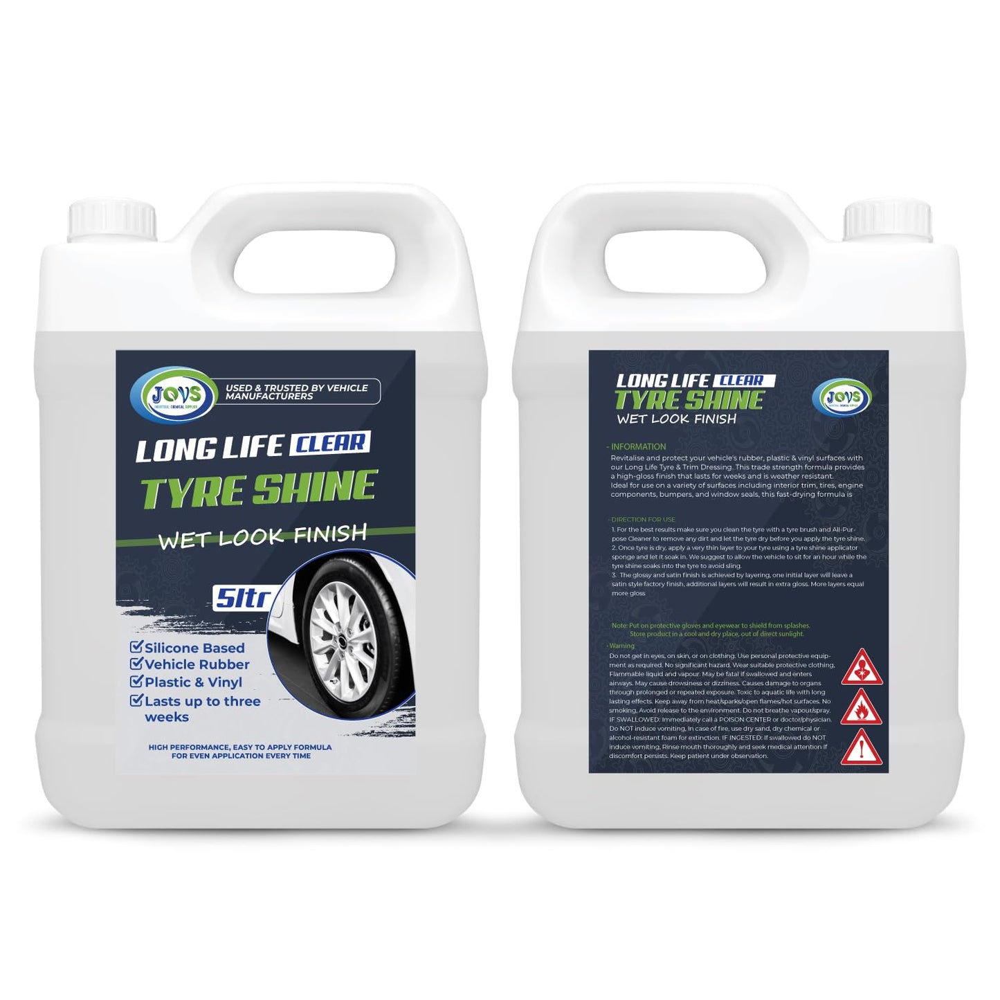 - Jovs Tyre Shine Clear | 5 Litre | Premier Wet Look Tire Dressing Gel for Cars -
