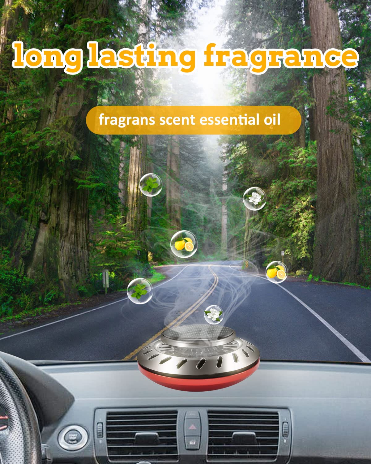 Car Air Fresheners for Men | Car Scent Air Freshener with New Car Smell | Strong Solar Car Diffuser with Odour Eliminator Technology | Long Fragrance Car Accessories for Men | Ikeda Air Freshener Car