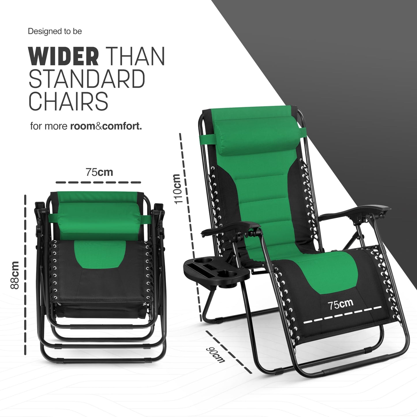 - KEPLIN Set of 2 XXL Premium Heavy Duty Textoline Zero Gravity Chairs | Luxurious Garden Recliners | Adjustable Headrest -