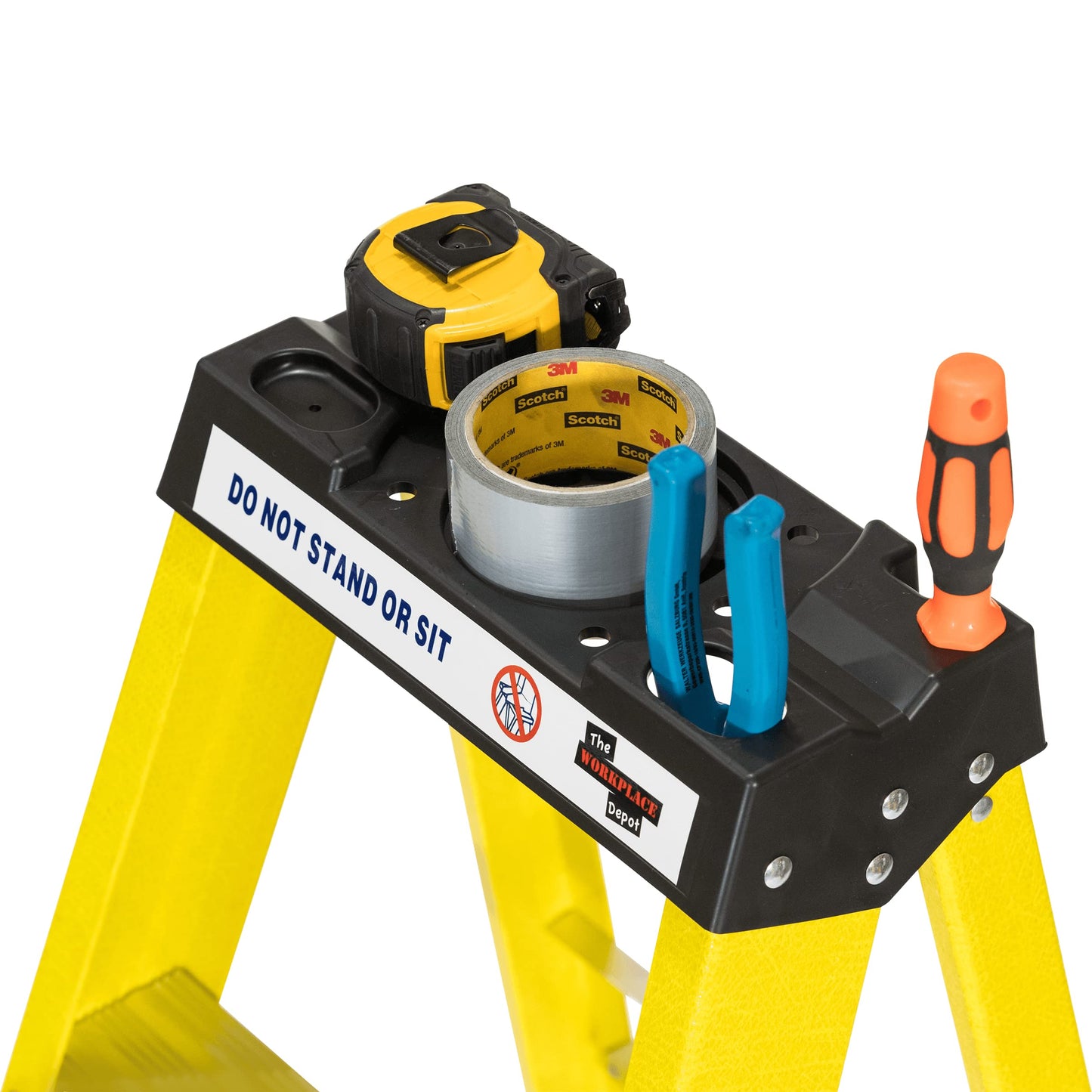 4 Tread Small Fibreglass Step Ladder, Heavy Duty EN131, Weather Proof Stepladder for Painting, Decorating & Electricians Yellow