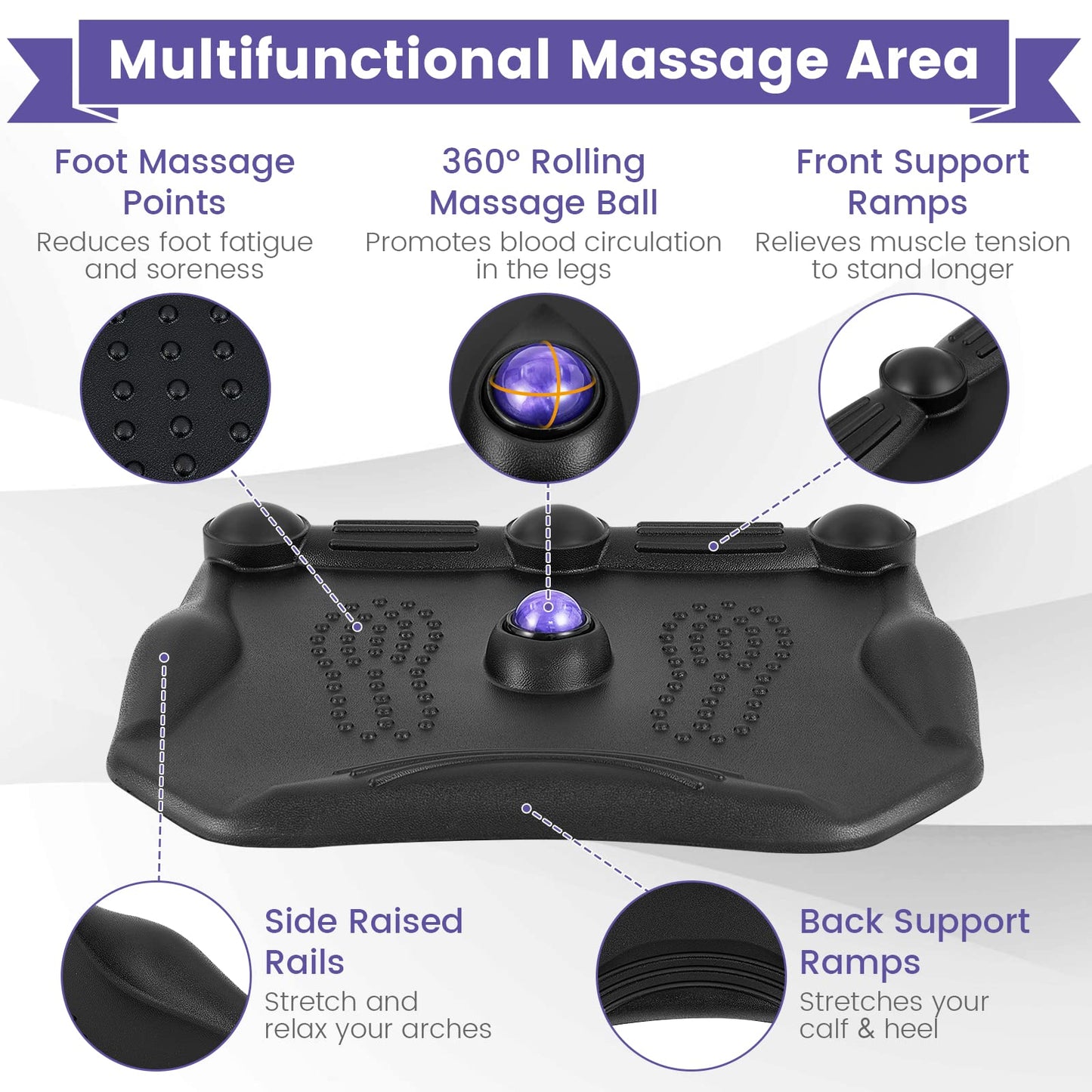 COSTWAY Anti Fatigue Mat, Ergonomic Standing Desk Mat, Acupuncture Foot Points Comfort Floor Mats for Home Kitchen Office (with Rolling Massage Ball)