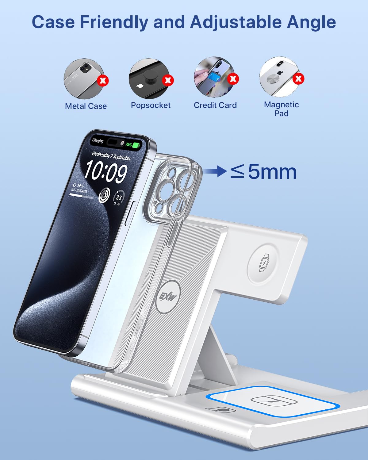 - Wireless Charger,Foldable 3 in 1 Wireless Charger Stand