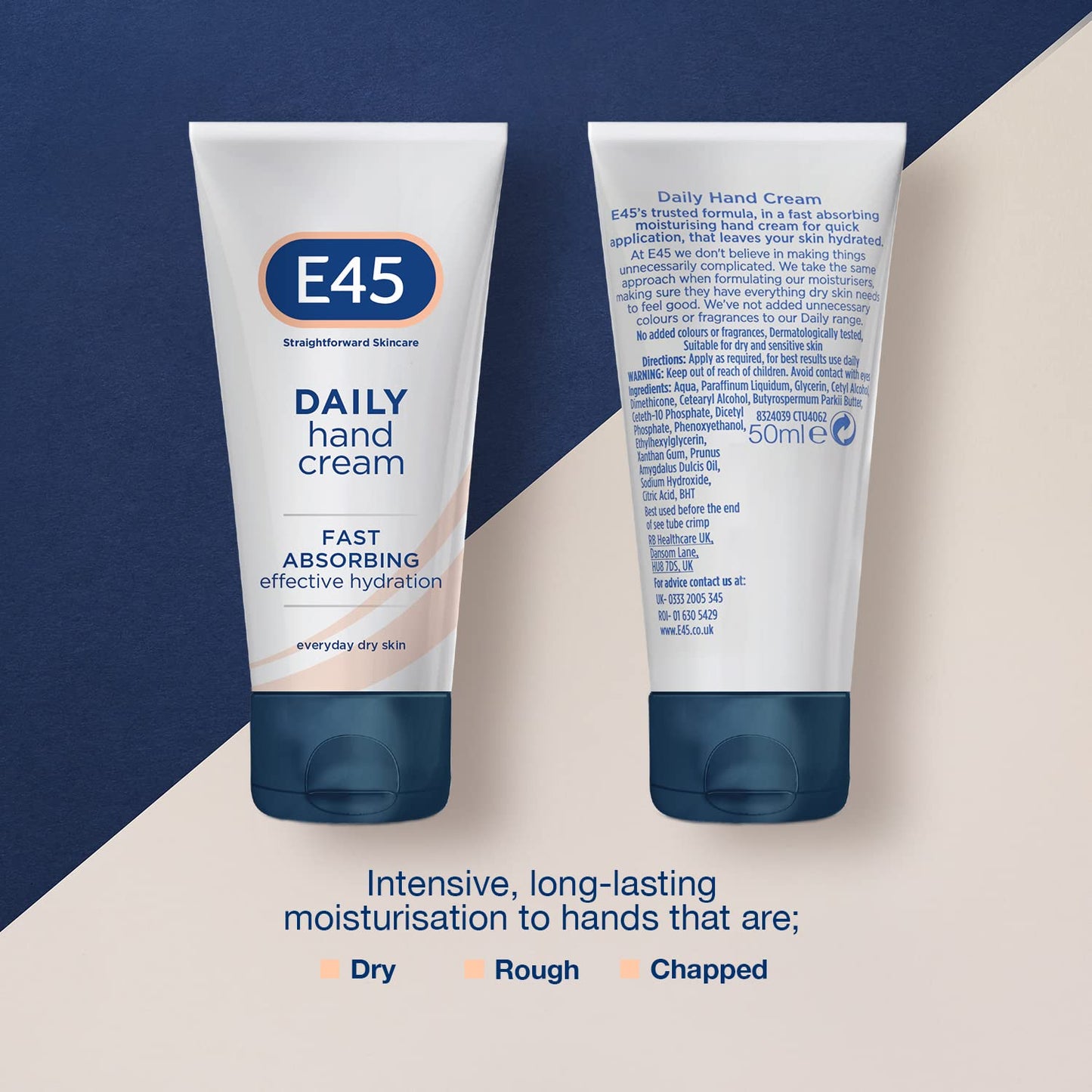 - E45 Daily Hand Cream 50 ml | E45 Hand Cream For Very Dry Hands | Hand Moisturiser For Dry Skin And Sensitive Skin -
