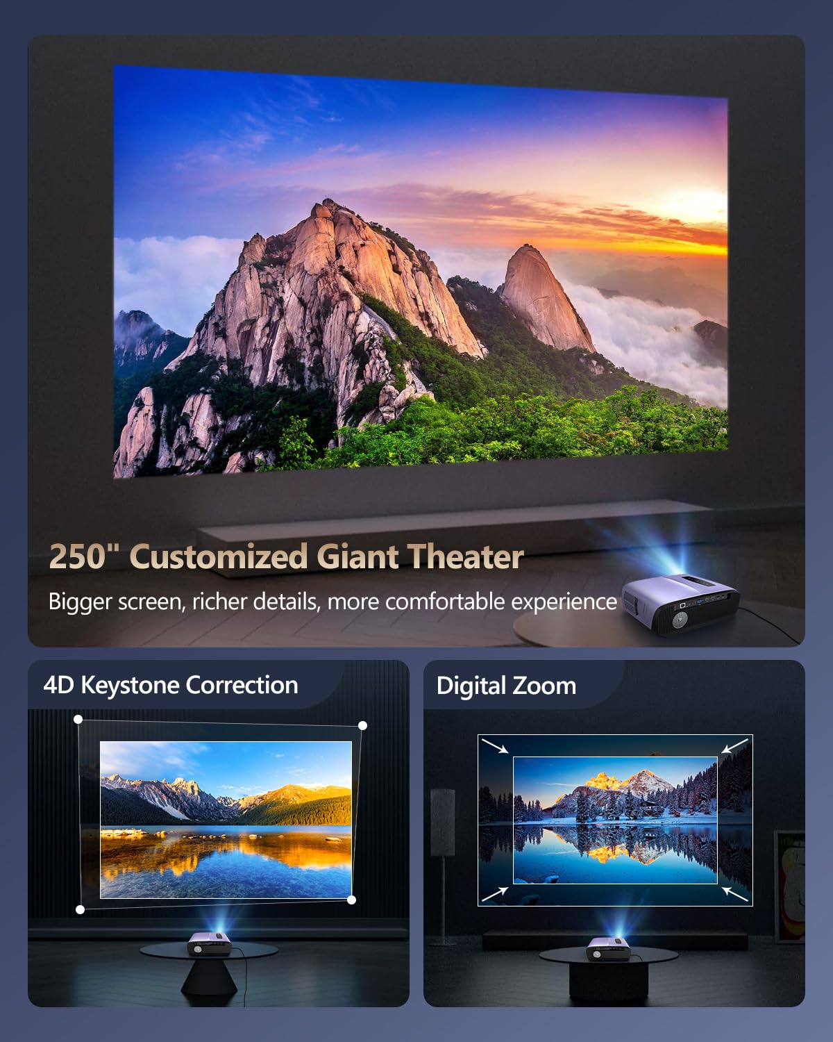 - Ultra HD Daylight Projector 1000ANSI | 4K Projector Home Cinema -