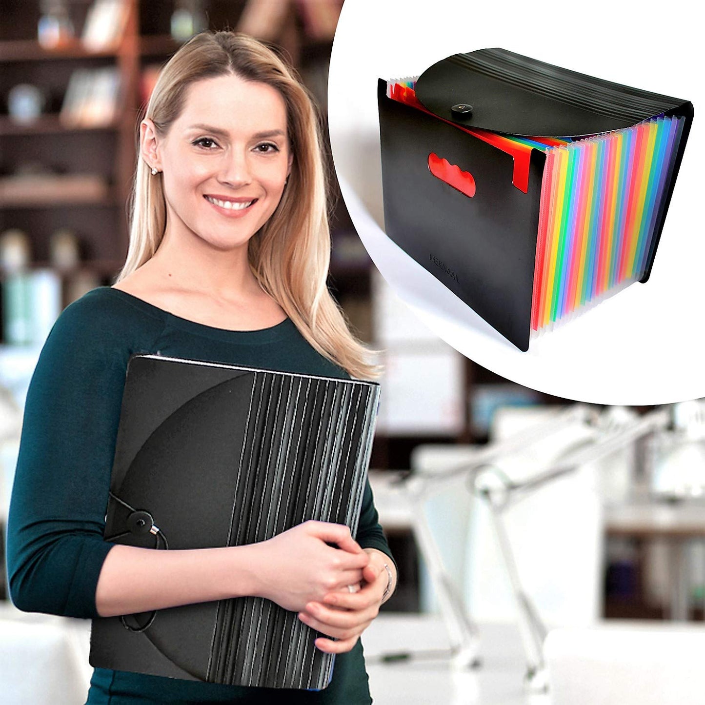 - Meknaail File Organiser | 24 Pockets Document Organiser -