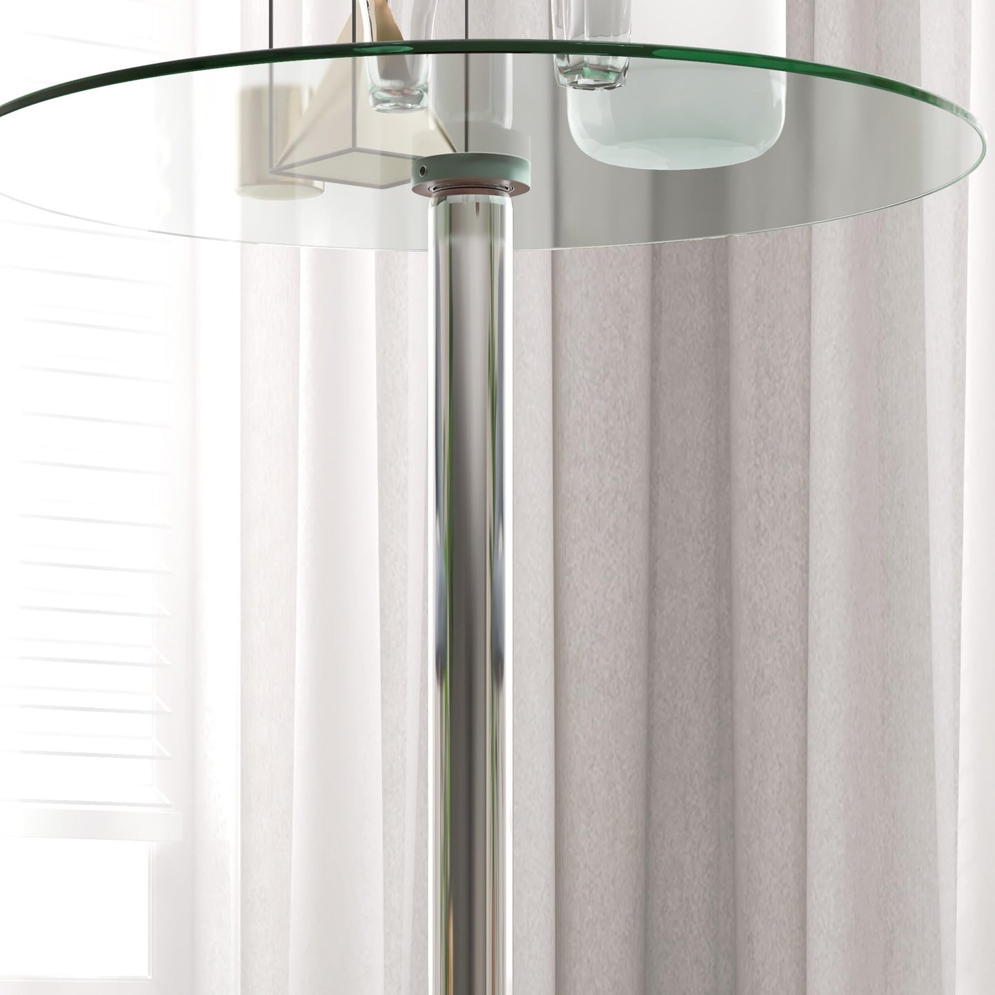 - HOMCOM Round Bar Table | Modern Bistro Table with Tempered Glass Top and Steel Frame -