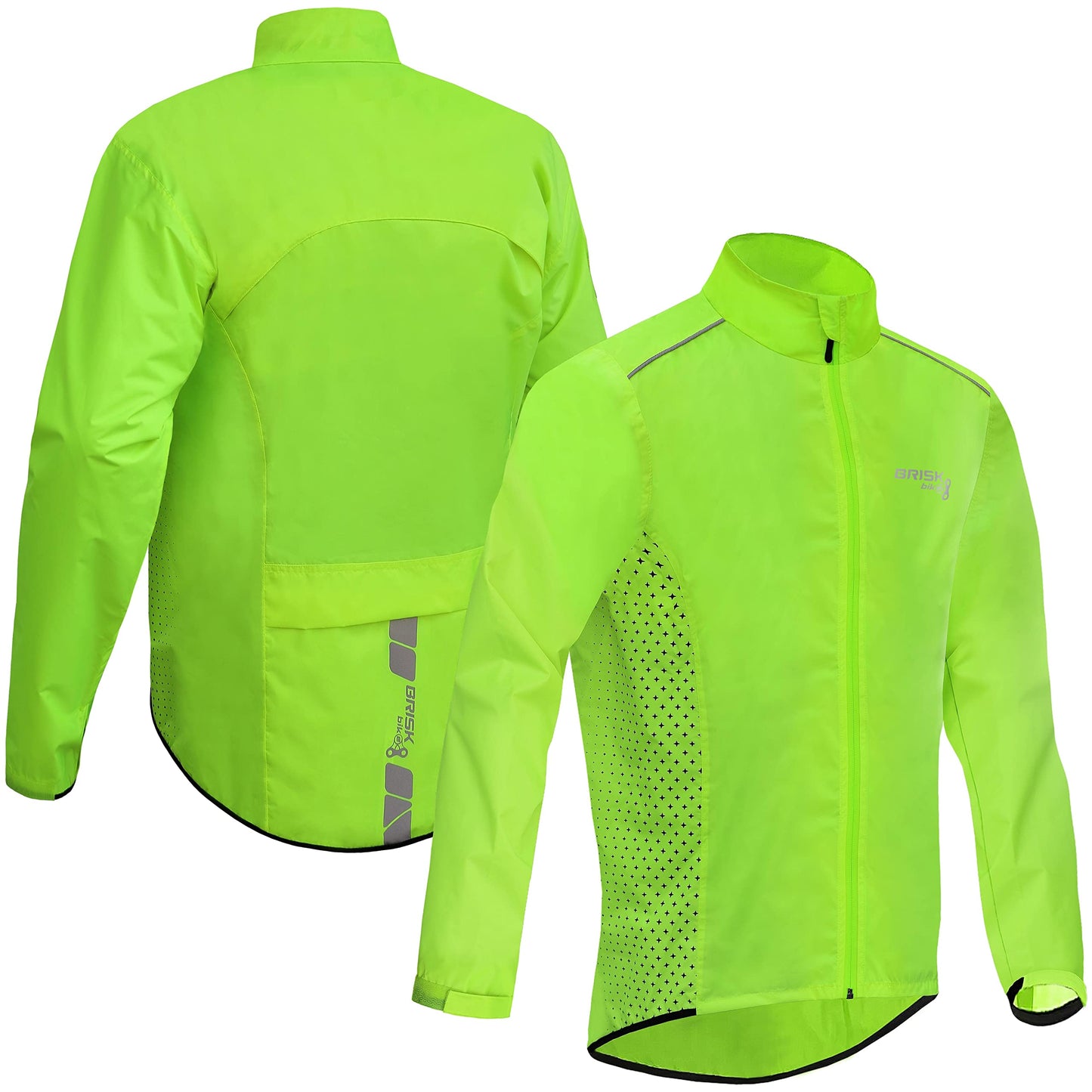 Brisk Bike Cycling Rain Jacket High Vis Full Sleeve (Green, Large)