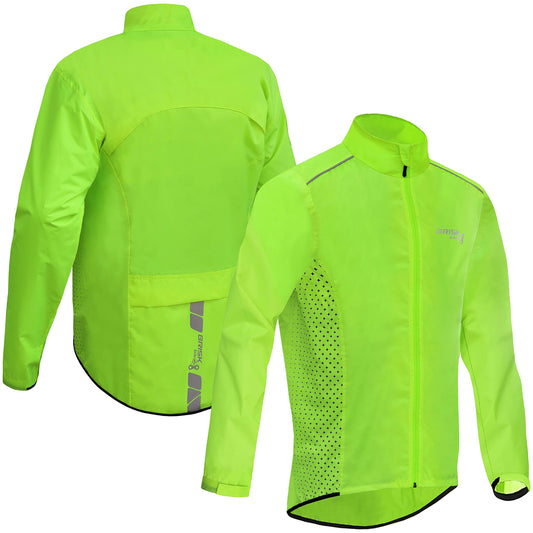 Brisk Bike Cycling Rain Jacket High Vis Full Sleeve (Green, Large)