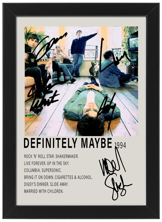 - Oasis Definately Maybe | Signed Print Poster -