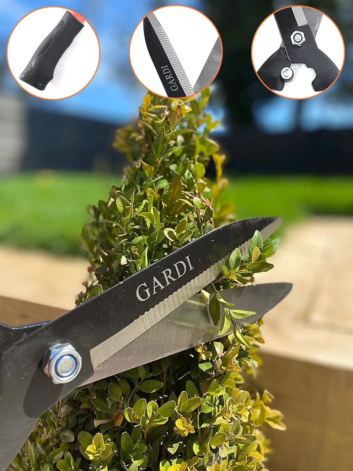 - Gardi Orange Serrated Garden Hedge Comfort Grip Shears -