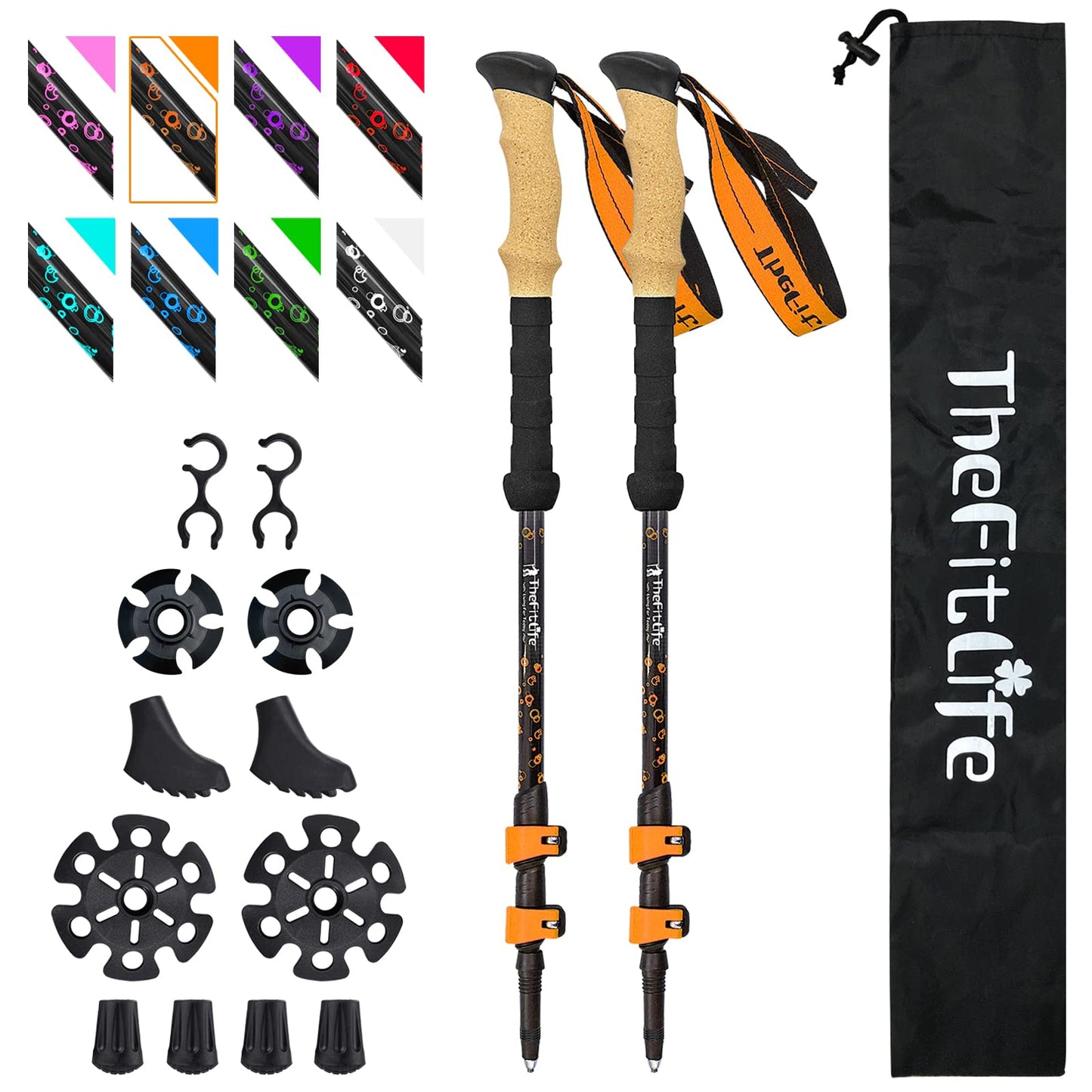- TheFitLife Carbon Fibre Trekking Poles  Collapsible and Telescopic Walking Poles -