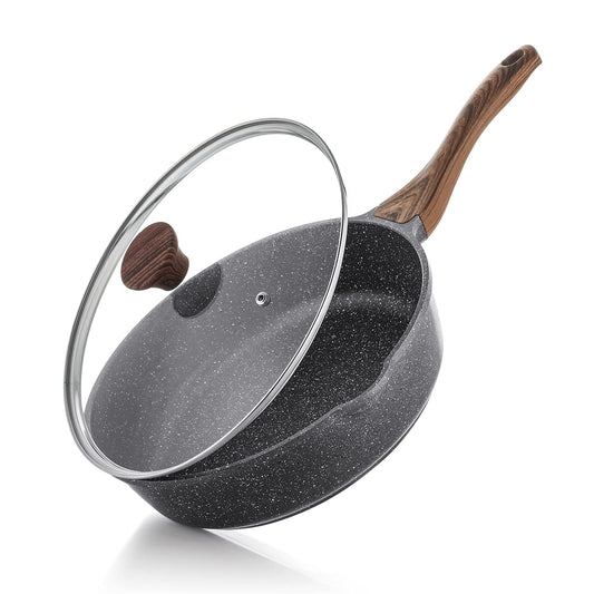 - SENSARTE Nonstick Deep Frying Pan Skillet | 26 cm/4 Litre Frying Pan with Lid -