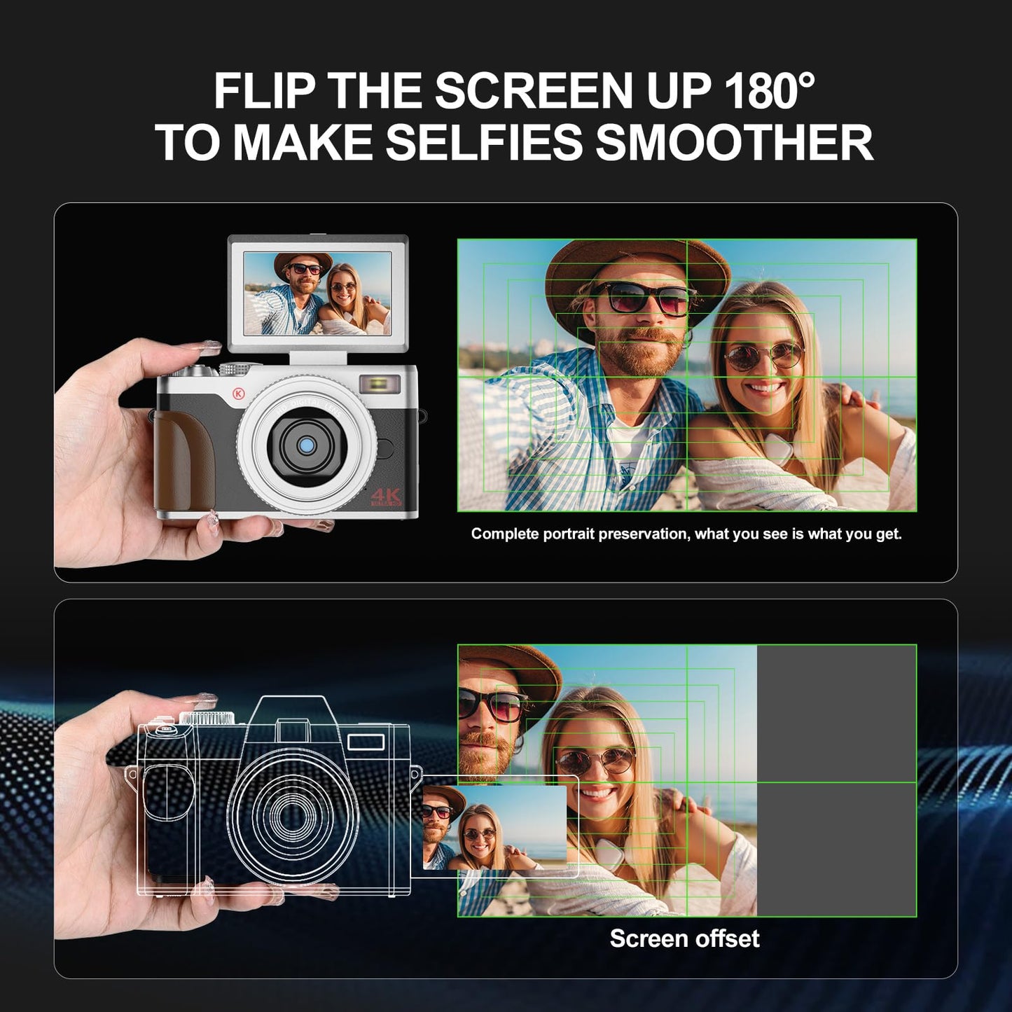 - Digital Camera | 56MP Cameras for Photography | 4K Vlogging Camera for YouTube | 180°Flip Screen Digital Point and Shoot Camera with 16X Zoom -