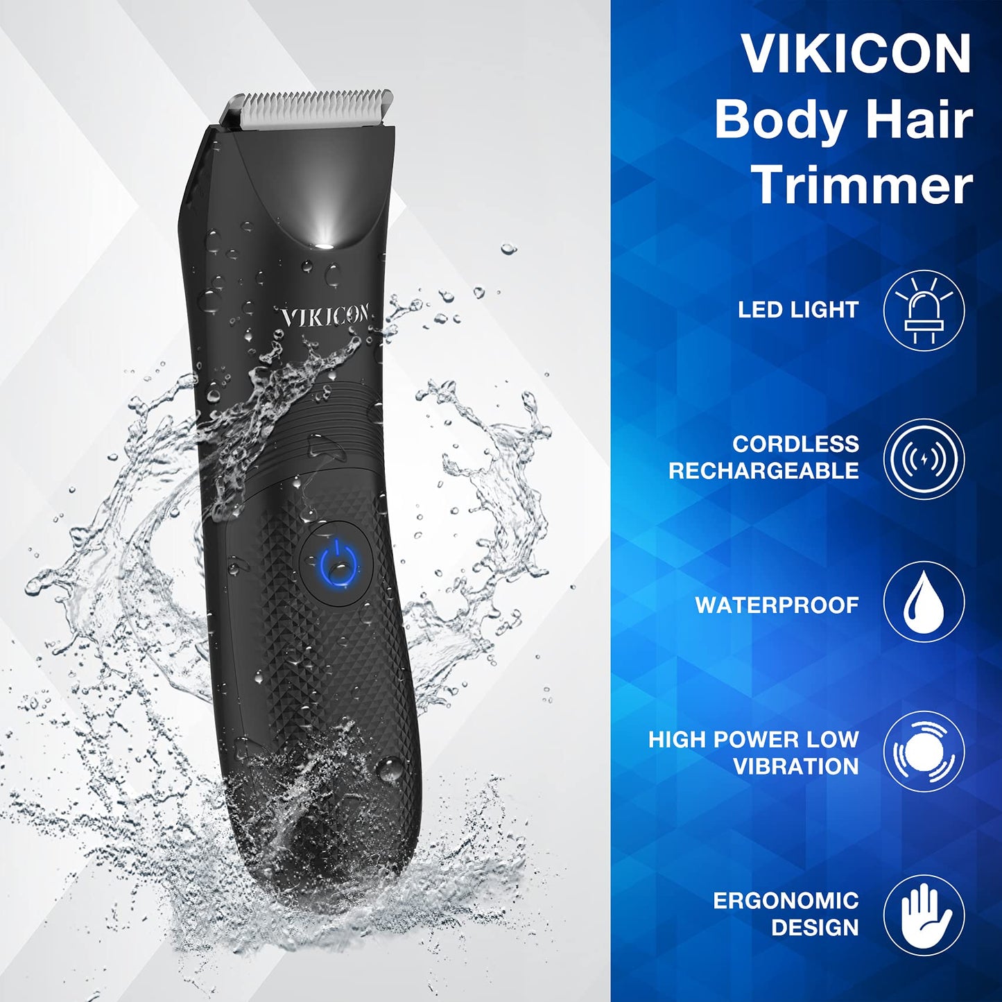 - VIKICON Balls Trimmer Men, Pubic & Body Hair Trimmer Men, IPX7 Waterproof -