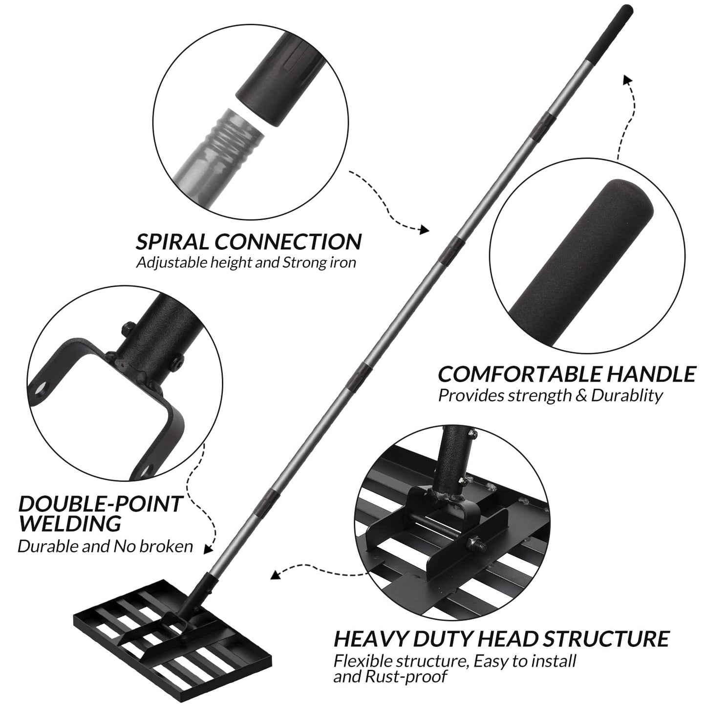 - Walensee Lawn Leveling Rake, 198cm 43×25cm Levelawn Tool