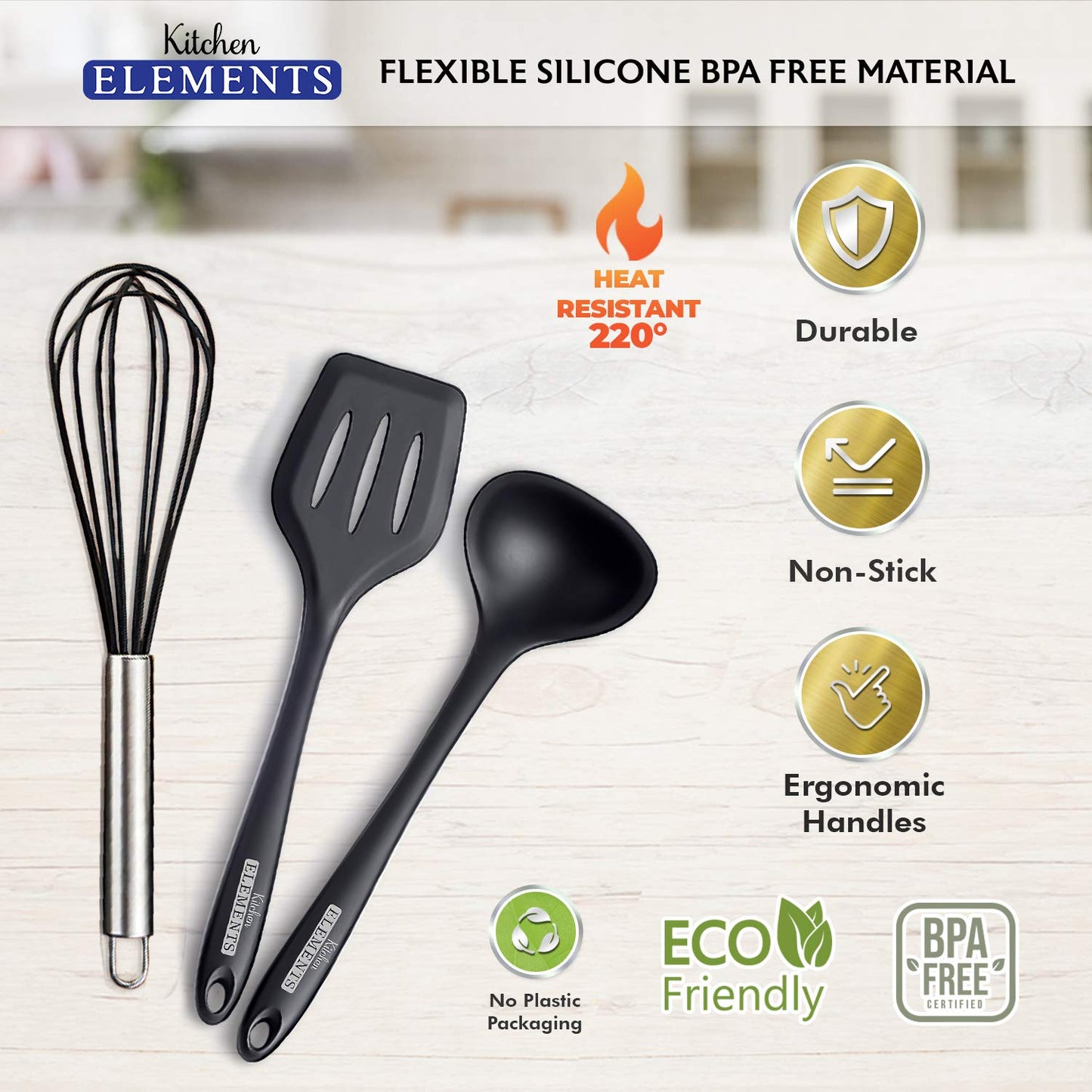 - Silicone Kitchen Utensils Set for Cooking & Baking | 10 Pieces| Free Set of Silicone Stretch Lids -