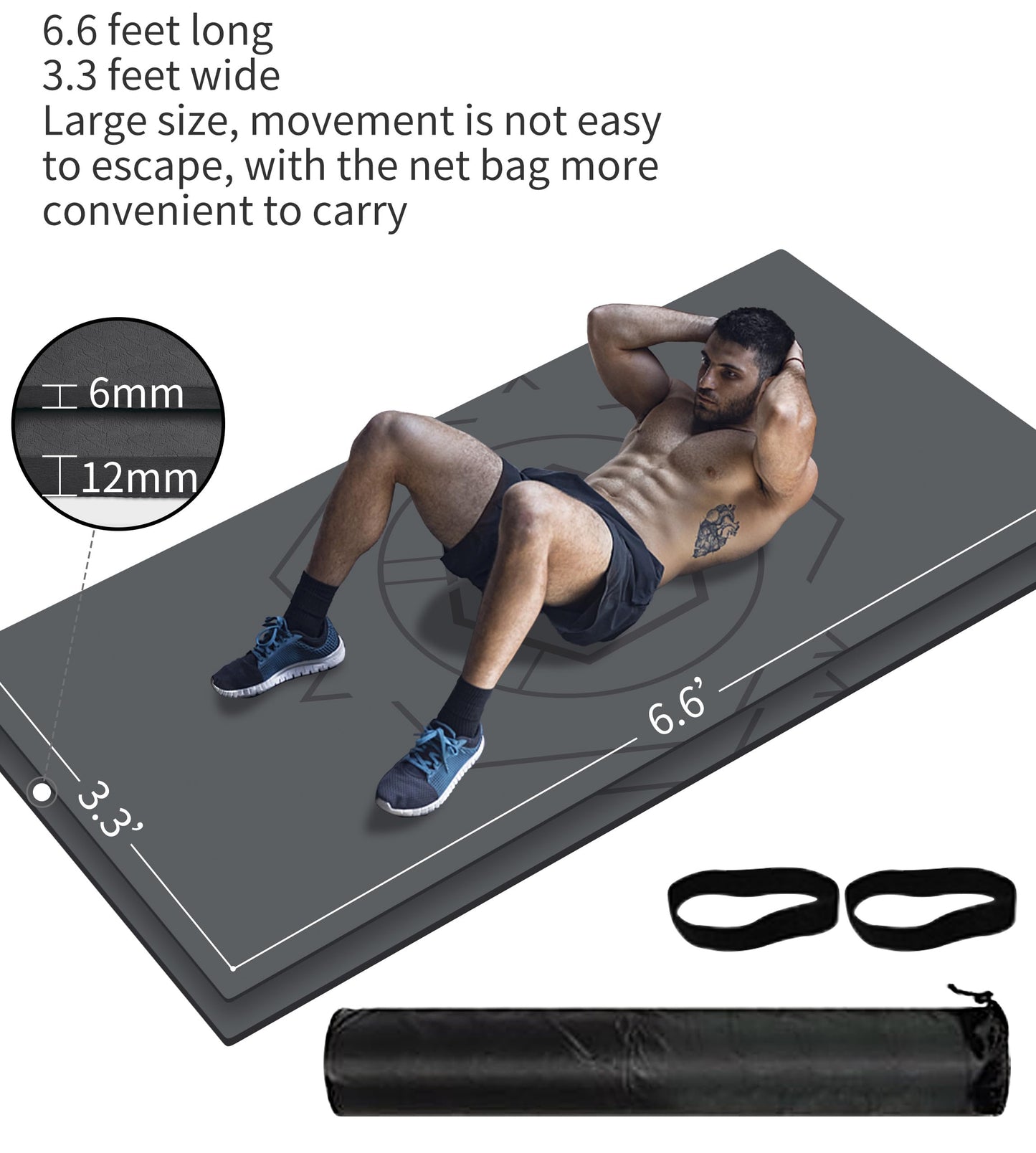 - LaiEr Yoga Mat Extra Size TPE Exercise Mat for Men | Non Slip Mat for Workout -