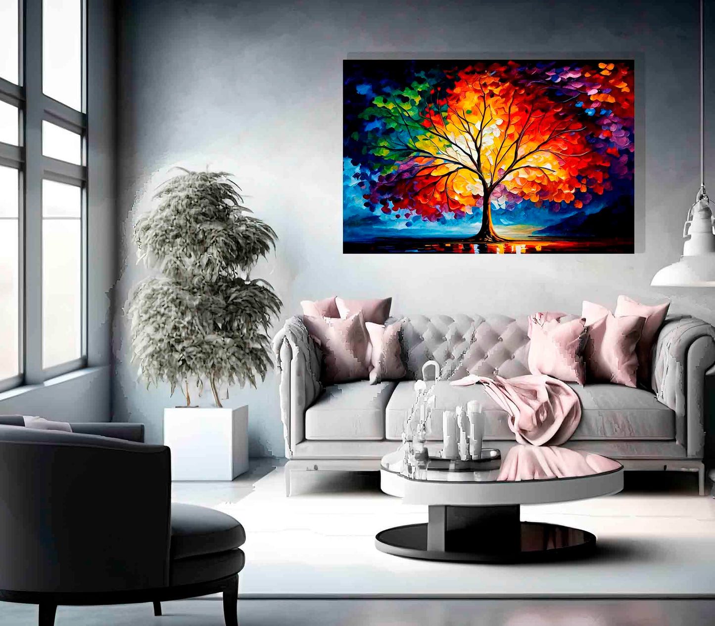Artley Prints - Tree Of Life Modern Abstract Canvas Pictures for Living Room, Bedroom, Hallway, Kitchen or Office - Colourful Prints Extra Large 101 x 76cm (40 x 30 inches)