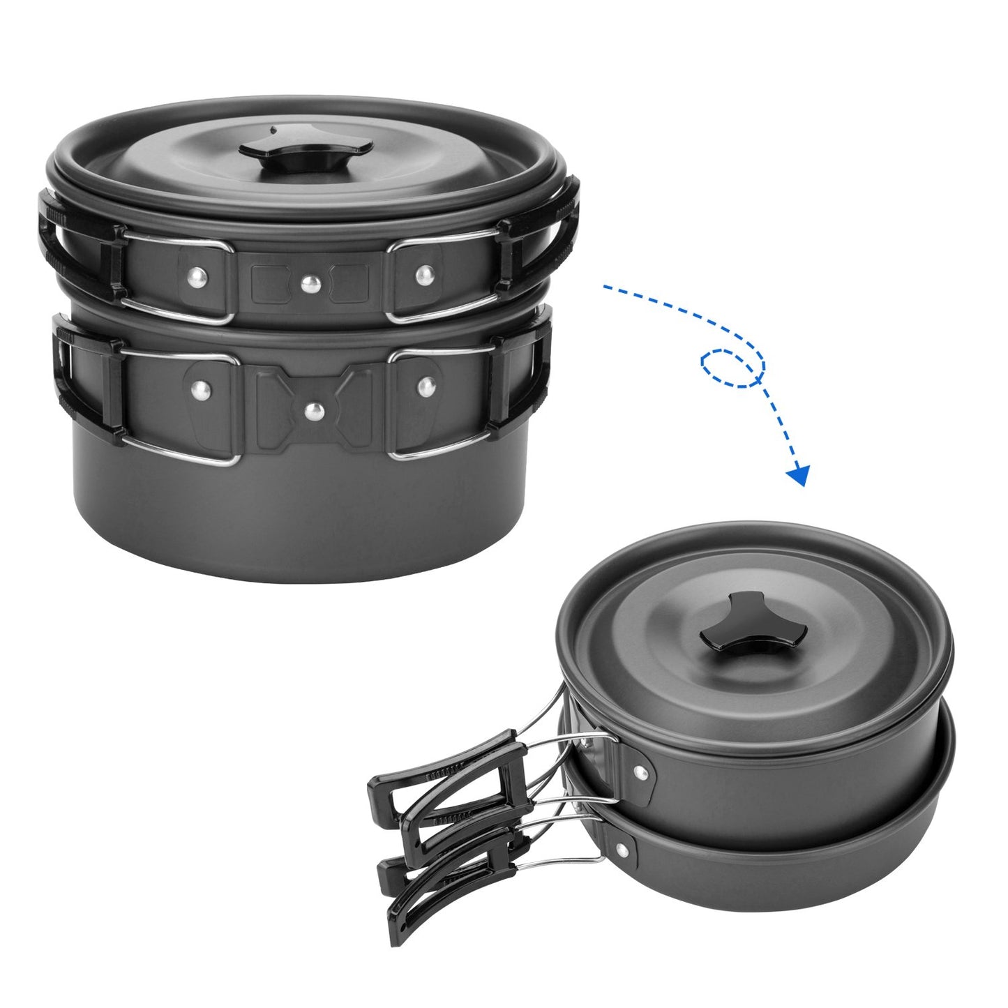 - Odoland Camping Cookware Mess Kit | 2 People | Lightweight Outdoor Pot Pan Kettle with 2 Cups -