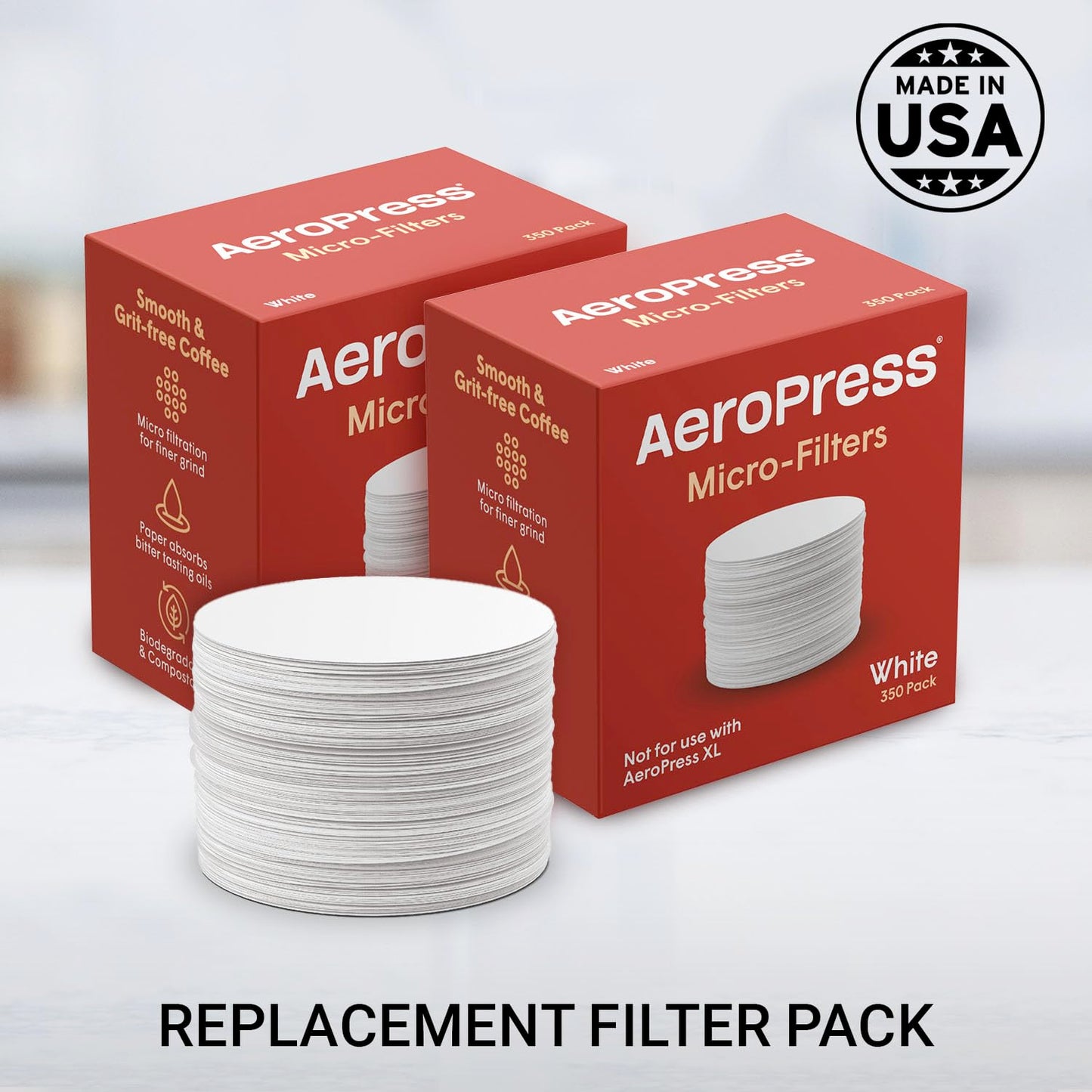 AeroPress Replacement Filter Pack - Microfilters For AeroPress Coffee And Espresso Maker - 2 Pack (700 count),White