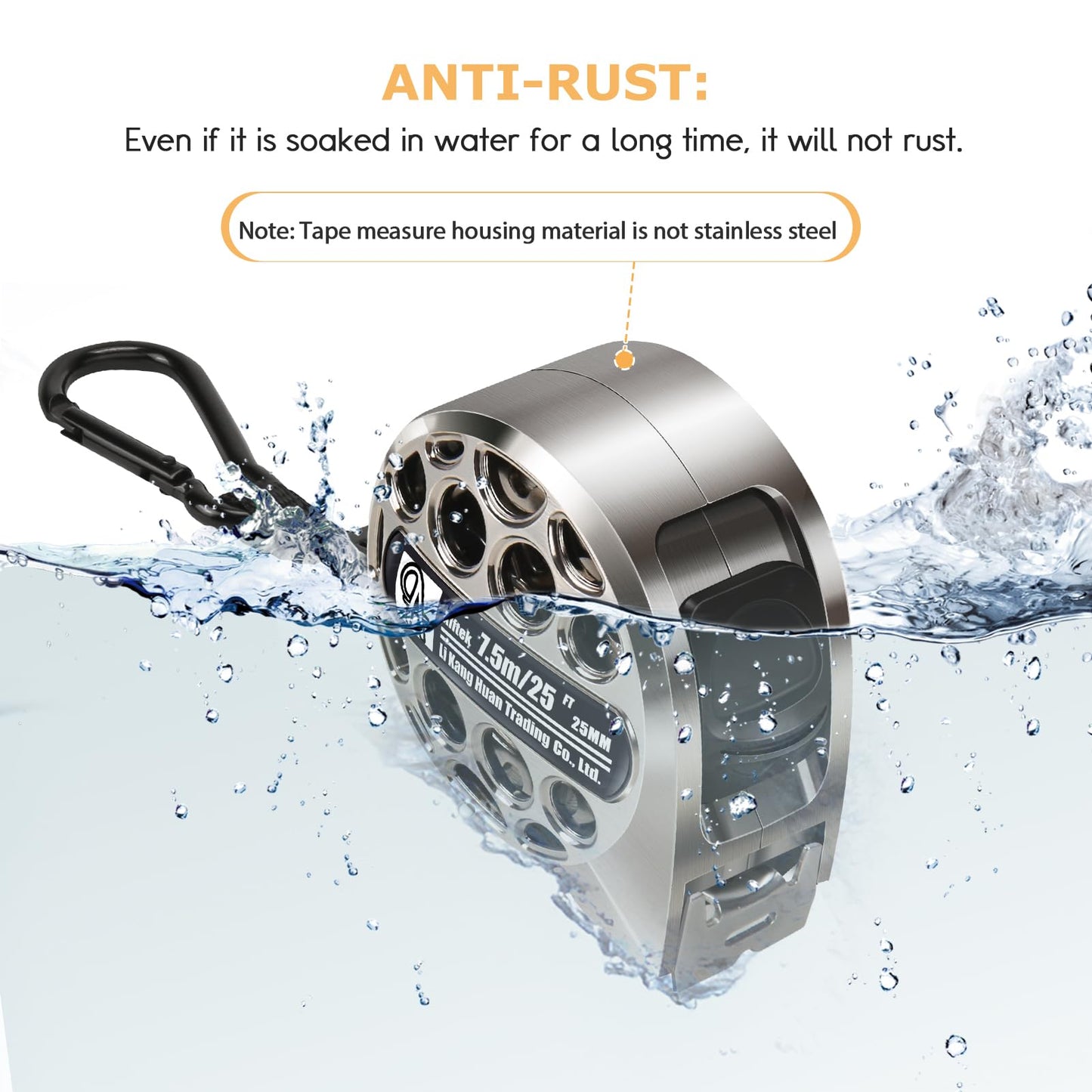 Alftek Titanium Tape Measure, Nickel Plated Tape Measure, Hollow Measuring Tape Industrial Grade Waterproof, Rust and Corrosion Resistant Steel Tape (7.5m 25mm)