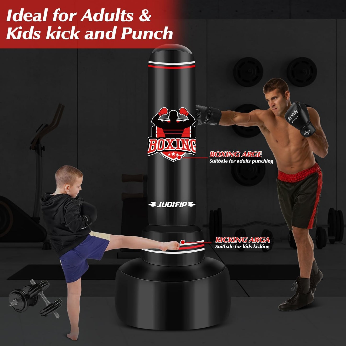 - Punching Bag with Stand | 70”- Free Standing Boxing Bag with Boxing Gloves and Electric Air Pump -