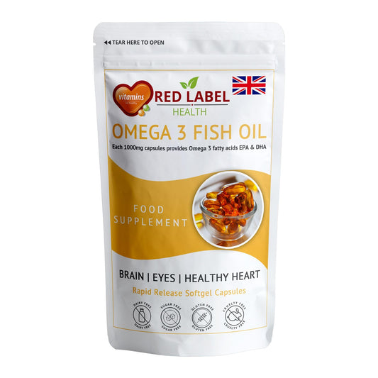 - Omega 3 Fish Oil 1000mg | 60 Soft Gel Capsules | Double Strength EPA & DHA | Supports Heart & Brain Health -