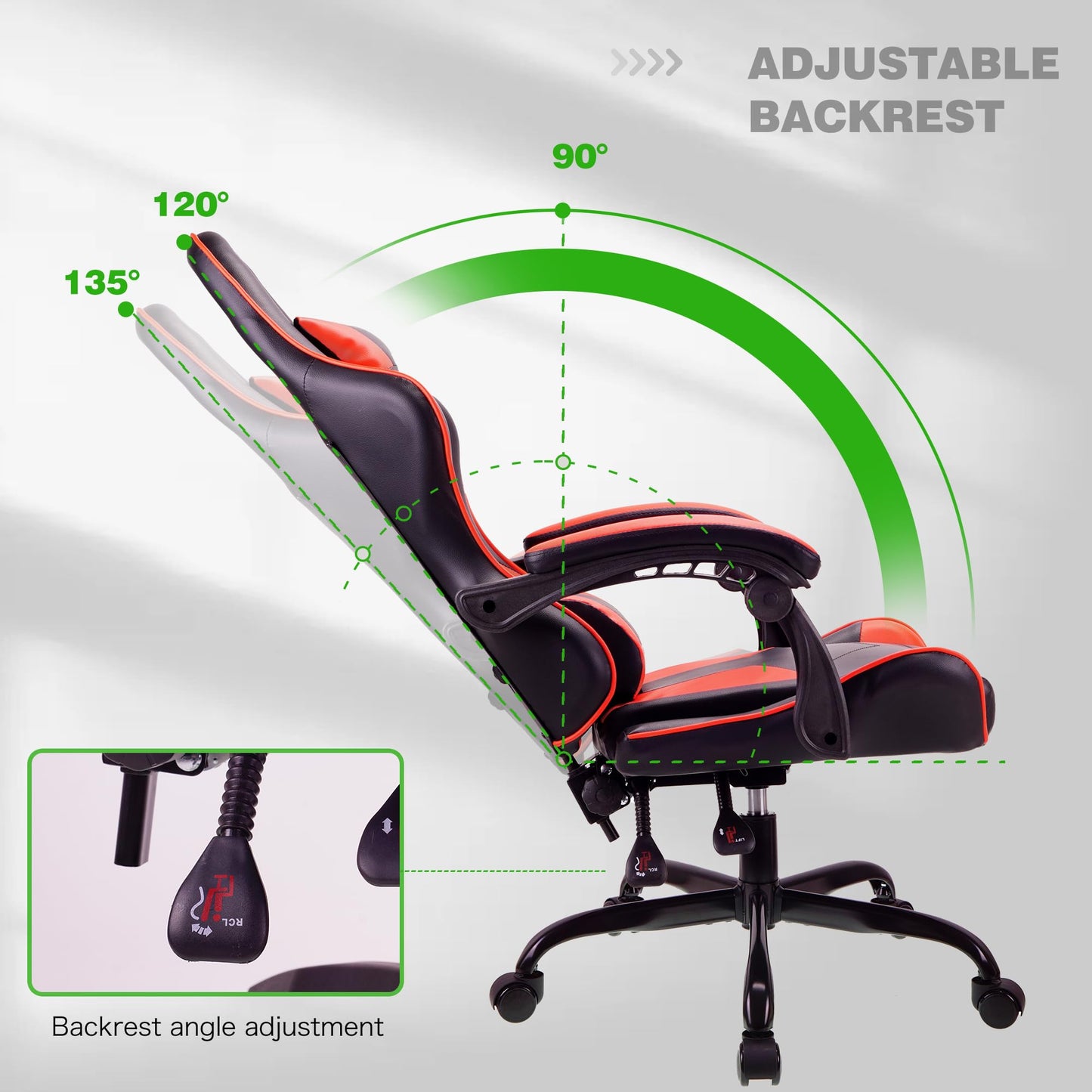 - T-THREE High back ergonomic computer chair | Gaming chair | Office chair | 150kg | Red -