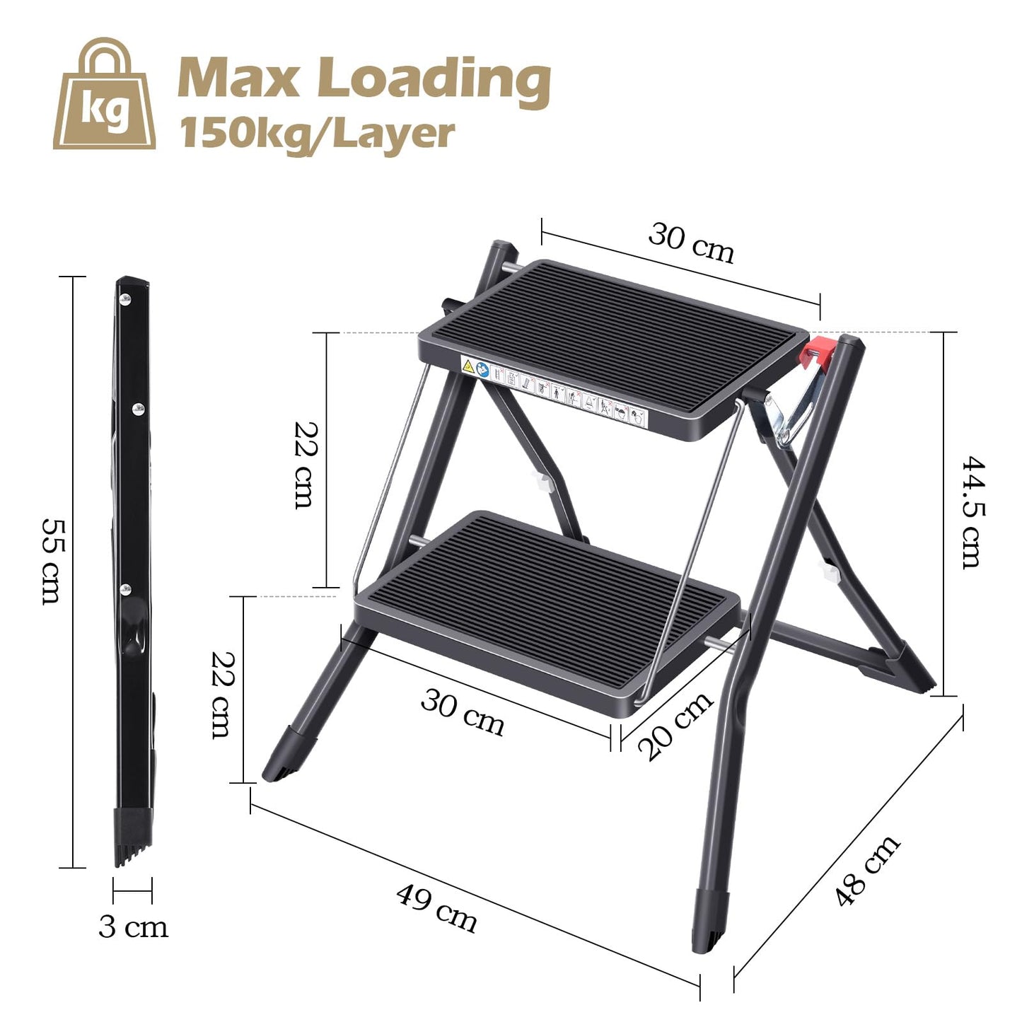 - KINGRACK Step Ladder |  2 Step Portable Ladder With Large Platform -