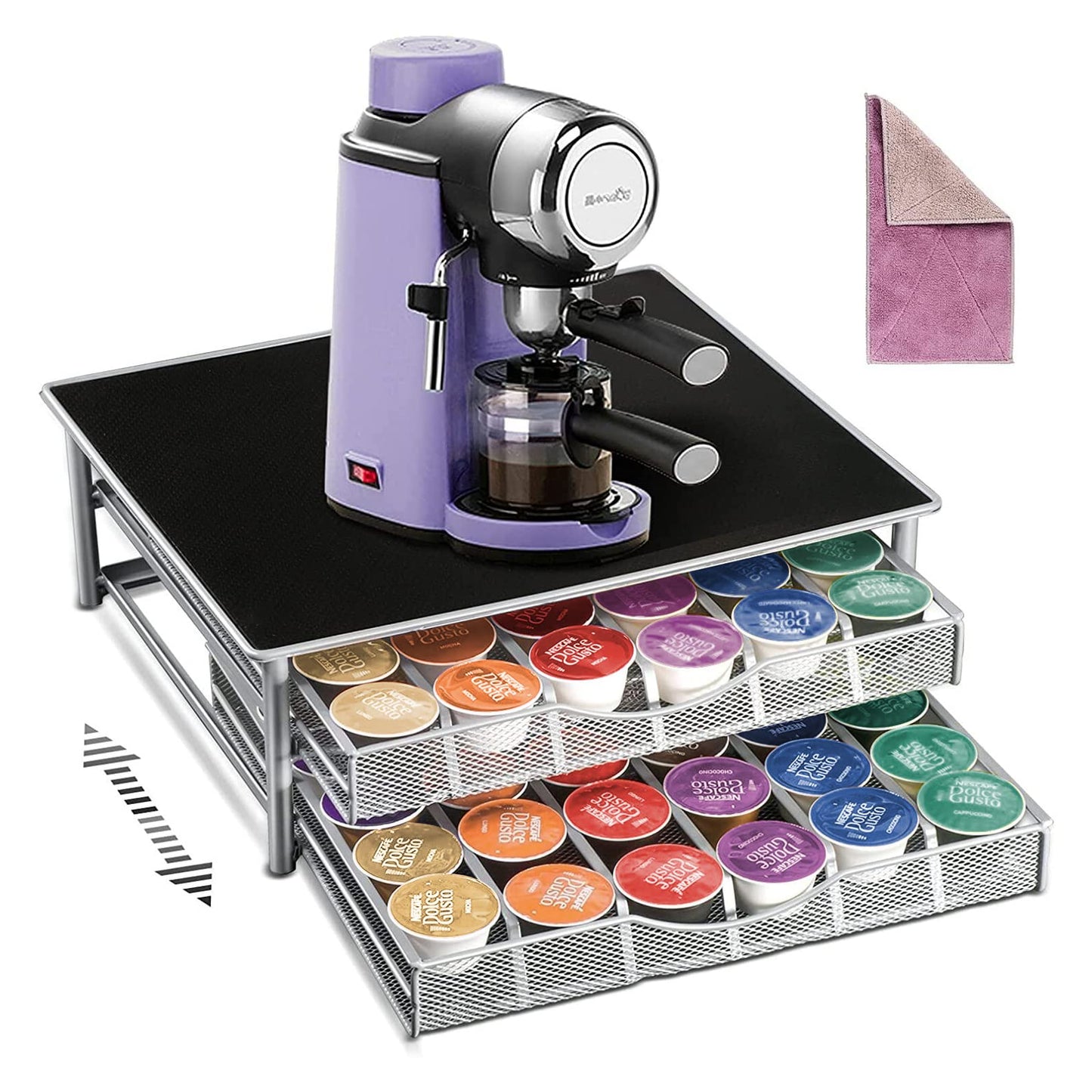 - Myiosus Dolce Gusto Pod Holder - 2 Tier Coffee Capsule Storage Drawer for 72 Pods -