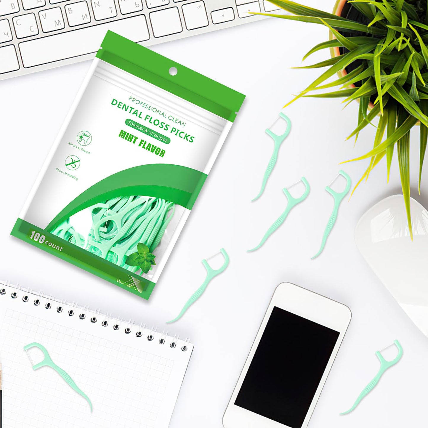 200 Pcs Dental Floss, Floss Sticks Dental Disposable Floss Picks 2 in 1 Dental Floss Toothpick Portable Dental Floss Stick for Teeth Cleaning