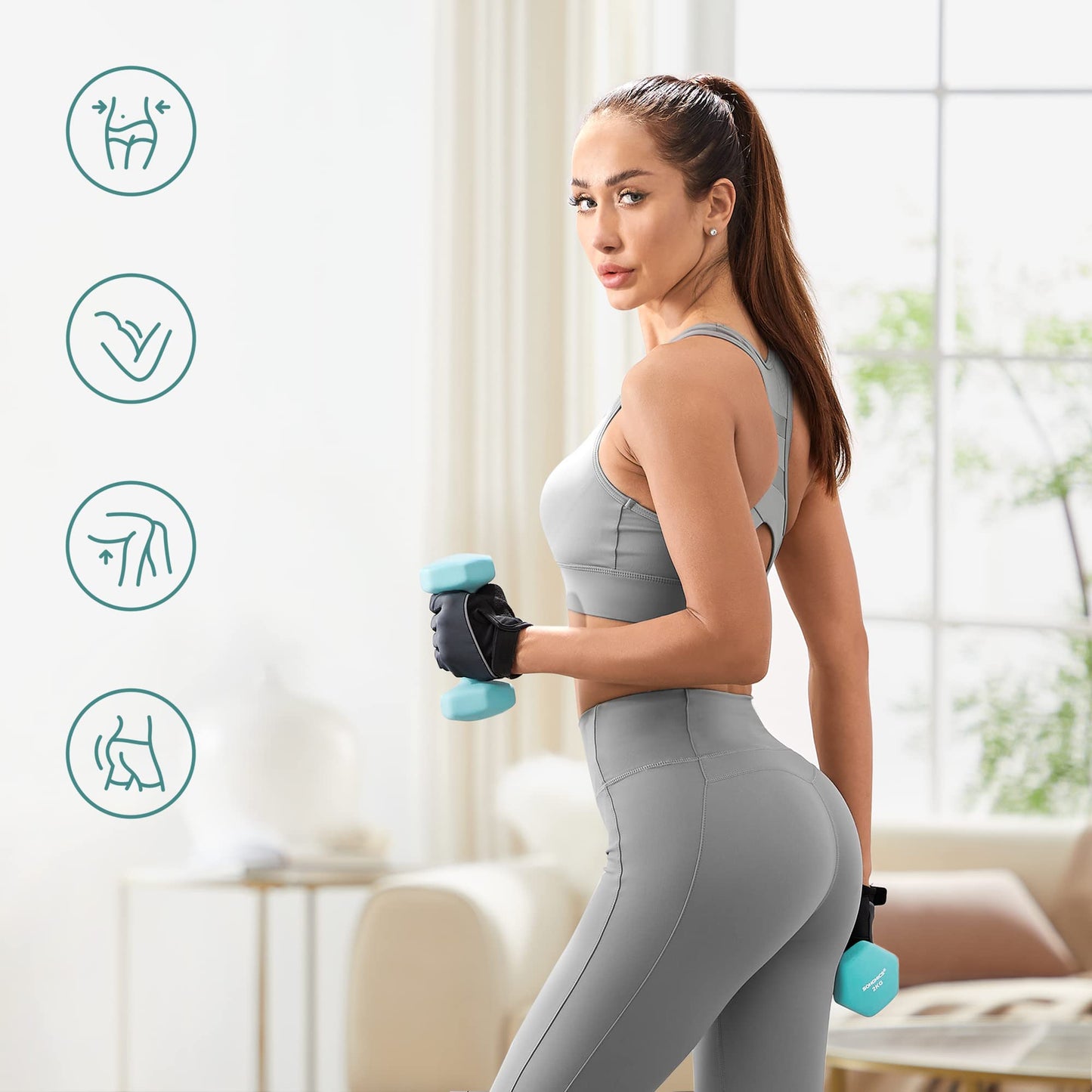 - SONGMICS Hex Dumbbells Set with Stand | 2 x 1 kg, 2 x 2 kg, 2 x 3 kg, | Hand Weights for Home Exercise, Pink, Aqua, and Blue SYL612MK -