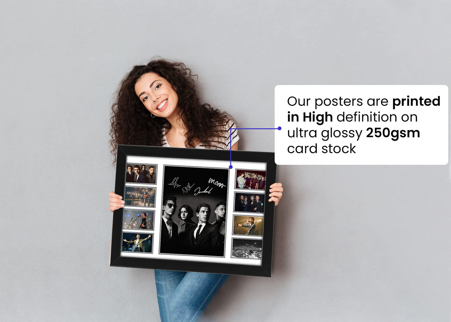 Arctic Monkeys Autographed Collage Poster Print - Music Band Wall Decor for Fans Or Collector Limited Edition, Fan Merchandise, Memorabilia (Framed, A3 (16x12-42x30cm))