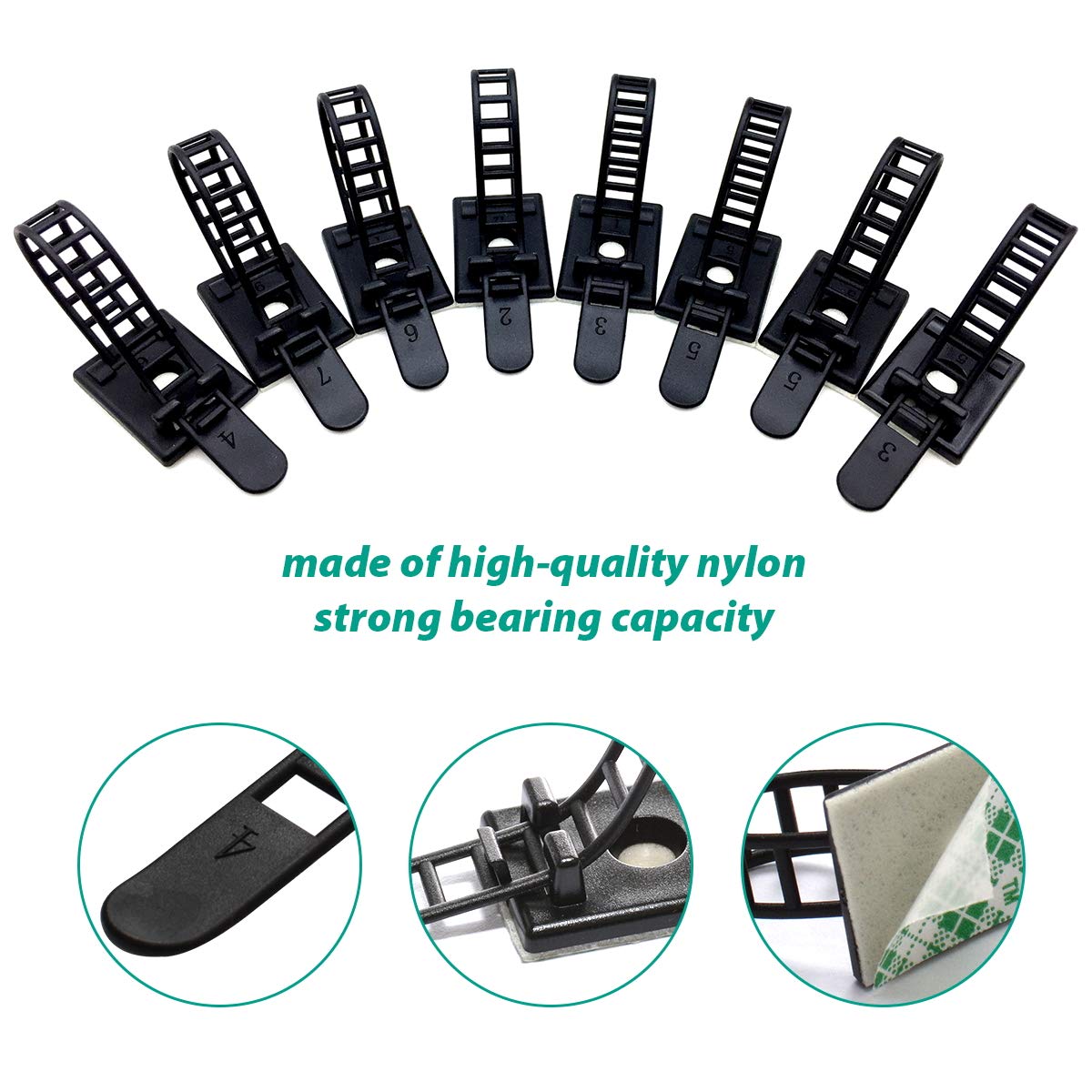 50 Pieces Cable Management Desk Cord Organizer Cable Ties Wire Fasteners Clips