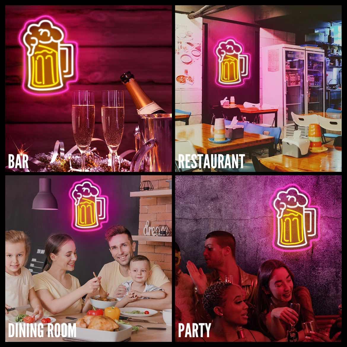 - Eufrozy Beer Neon Sign Light | Dimmable LED Neon Light Signs | Acrylic Board | USB Powered Wall Light -