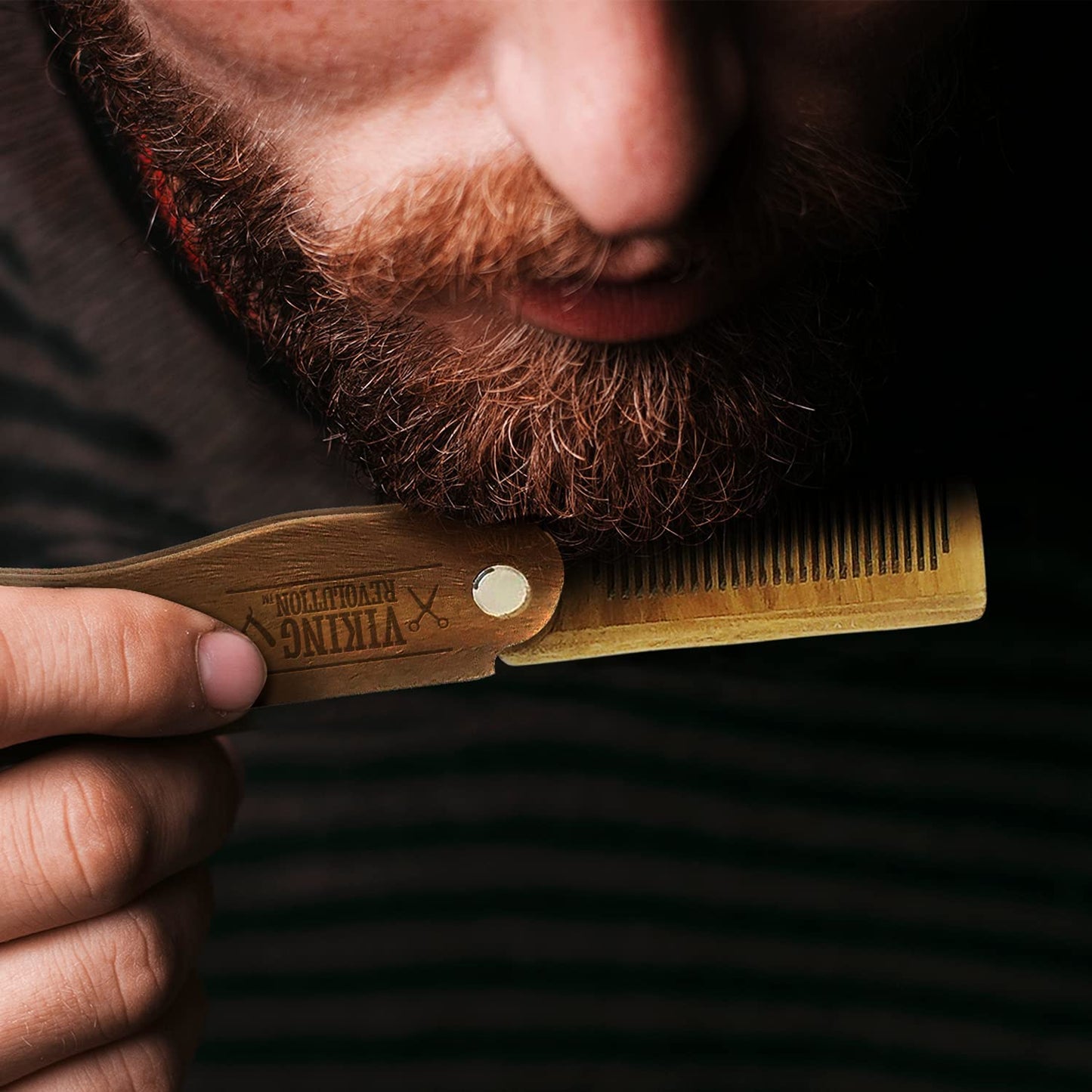 - Folding Beard Comb For Men | All Natural Wooden Beard Comb w/Gift Box -