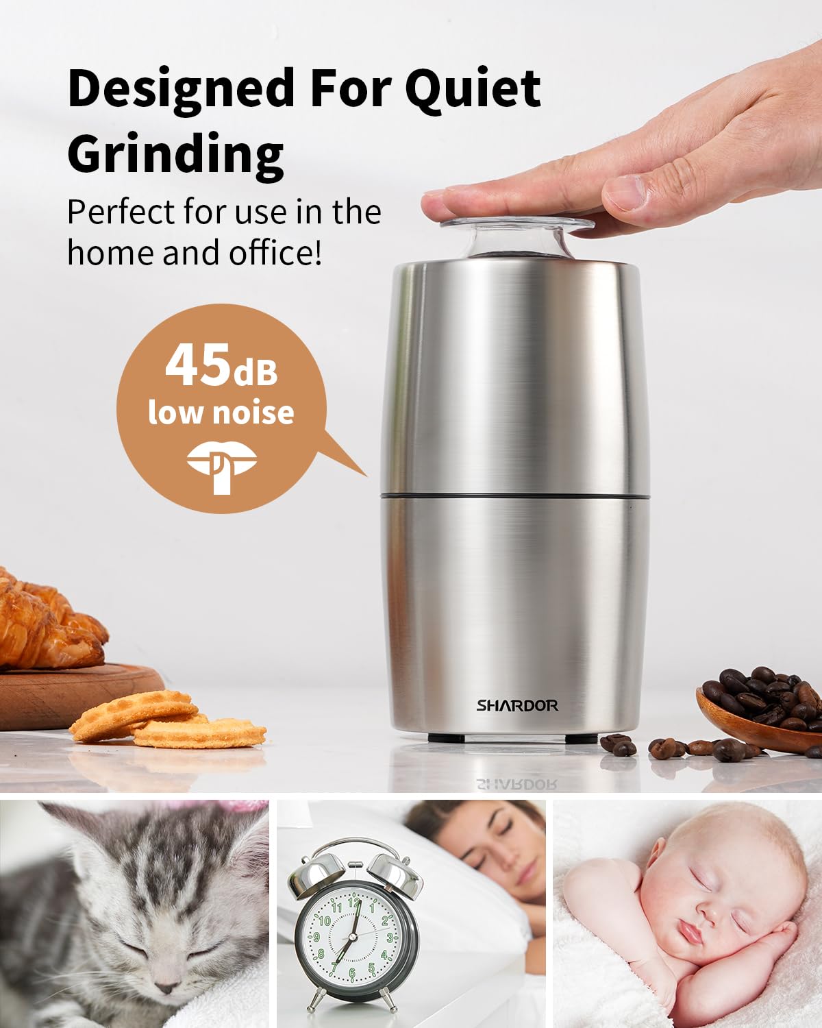 - SHARDOR Coffee Grinder | All Stainless Steel Body & Blades Spice Grinder -
