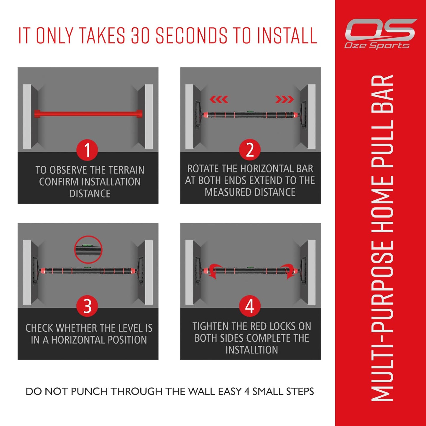 - Door Pull Up Bar | Doorway Chin Up Bar | Adjustable Width Locking Mechanism -