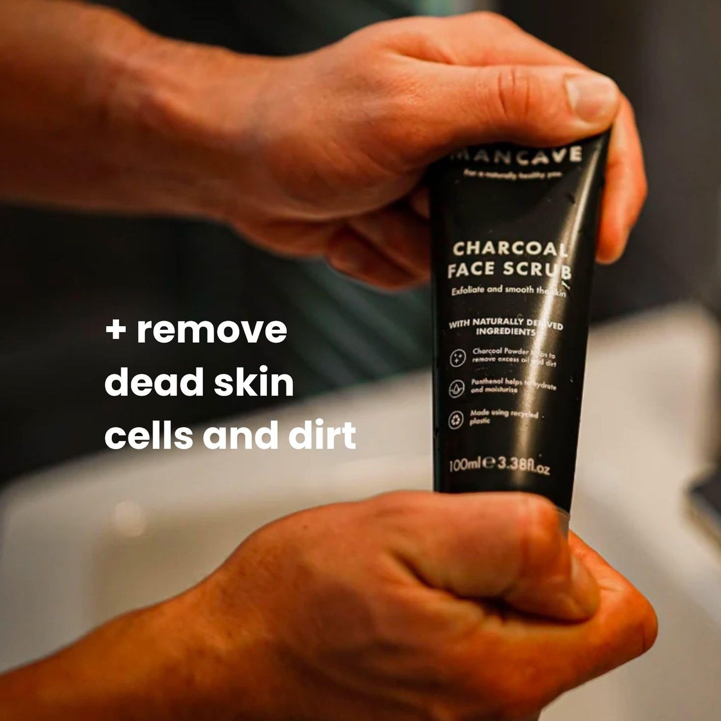 - ManCave Charcoal Face Scrub | 100ml for Men | Exfoliate & Smooth Skin -