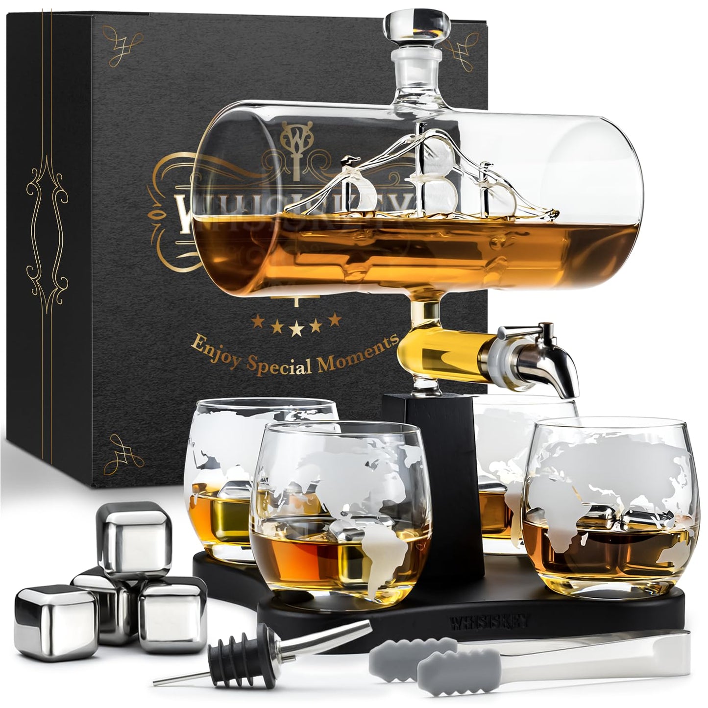 - Whisiskey – Whiskey Decanter – Sailing Ship - 1000 ml – Whiskey Carafe Set