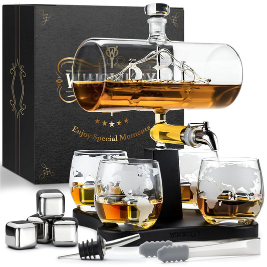 - Whisiskey – Whiskey Decanter – Sailing Ship - 1000 ml – Whiskey Carafe Set