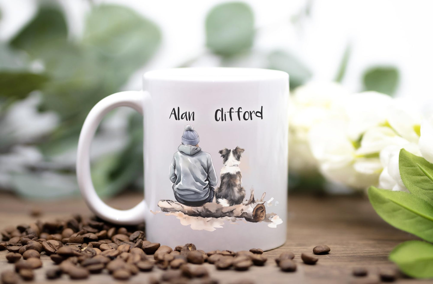 - Engravables Personalised Man & Dog 4 Mug | 11oz Ceramic | Dishwasher & Microwave Safe -