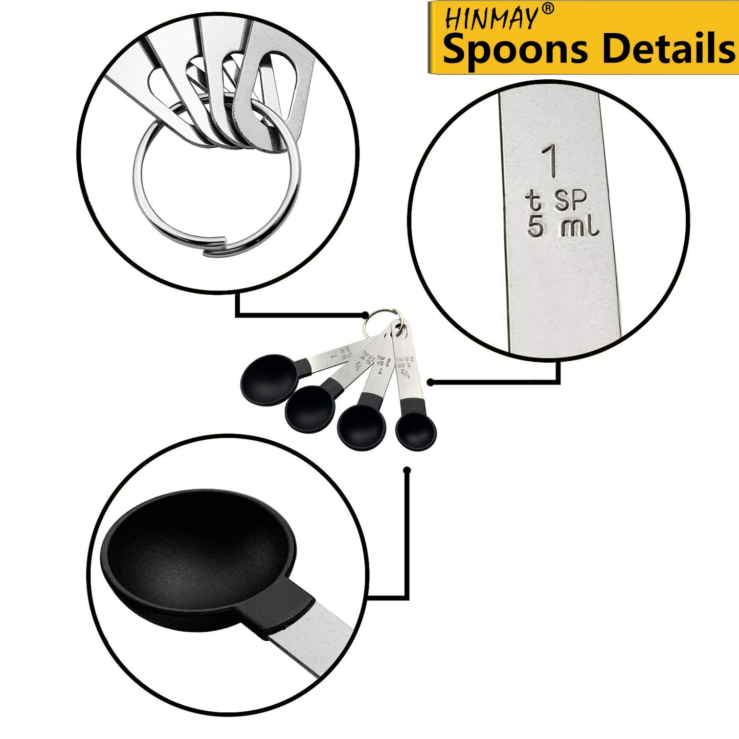 - HINMAY 8-Piece Measuring Cups and Spoons | Kitchen Nesting Measurement Tools for Liquids and Solids -