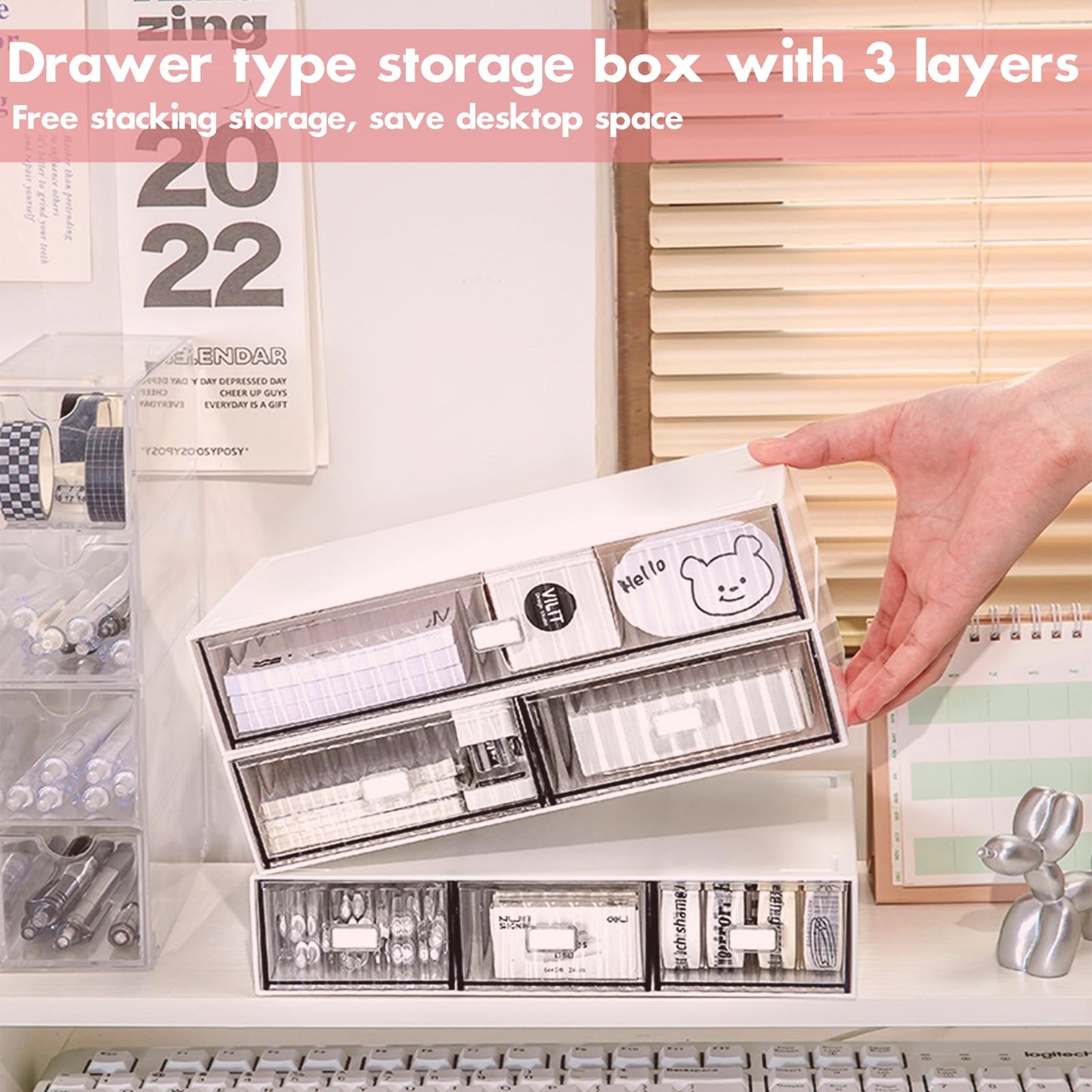 - VASZOLA Stackable Desk Organizer with 6 Drawers -