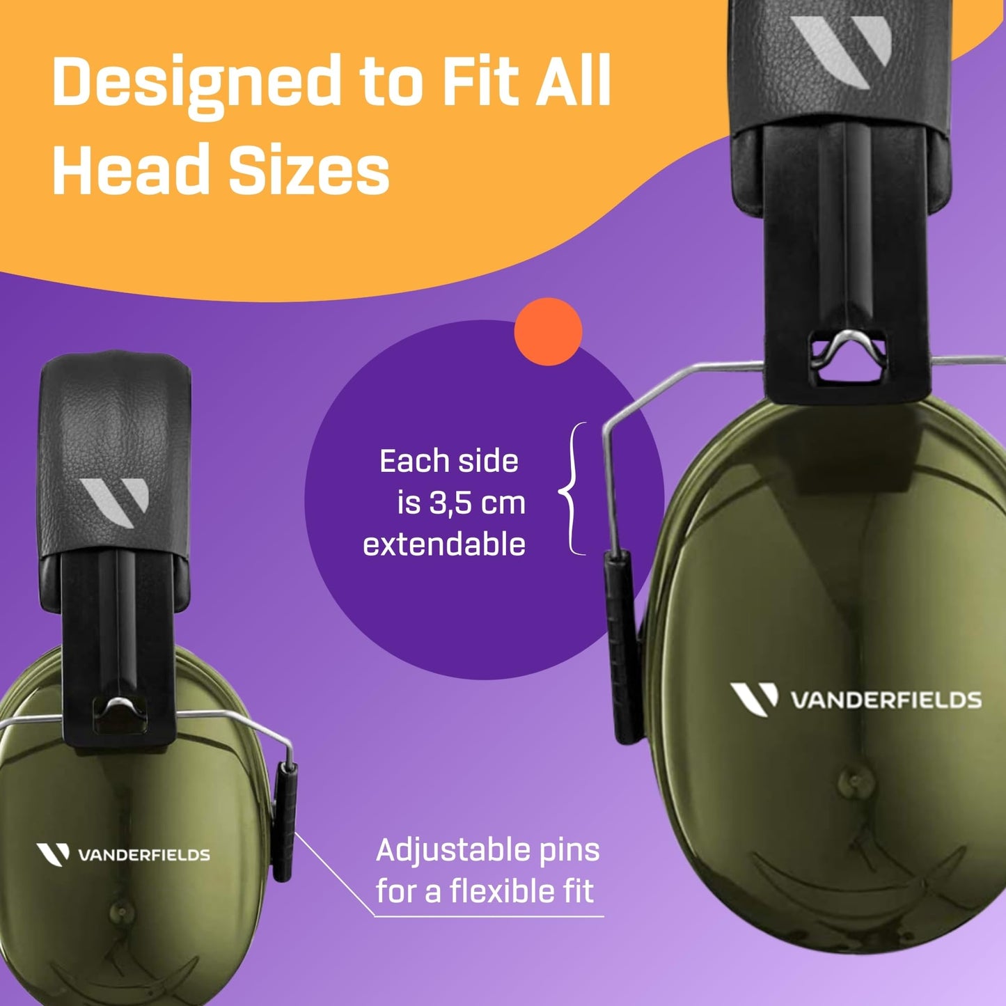 - Vanderfields Ear Defenders Adults, 33dB Certified UKCA, Protection Noise Cancelling Headphones -