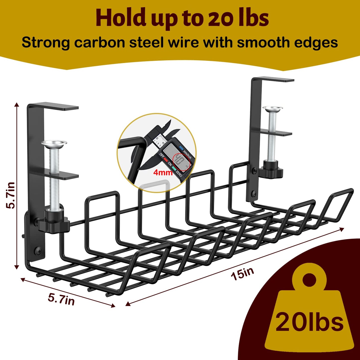 - Mokani Cable Management Under Desk Tray | No-Drill Desk Cable Wire Organiser -