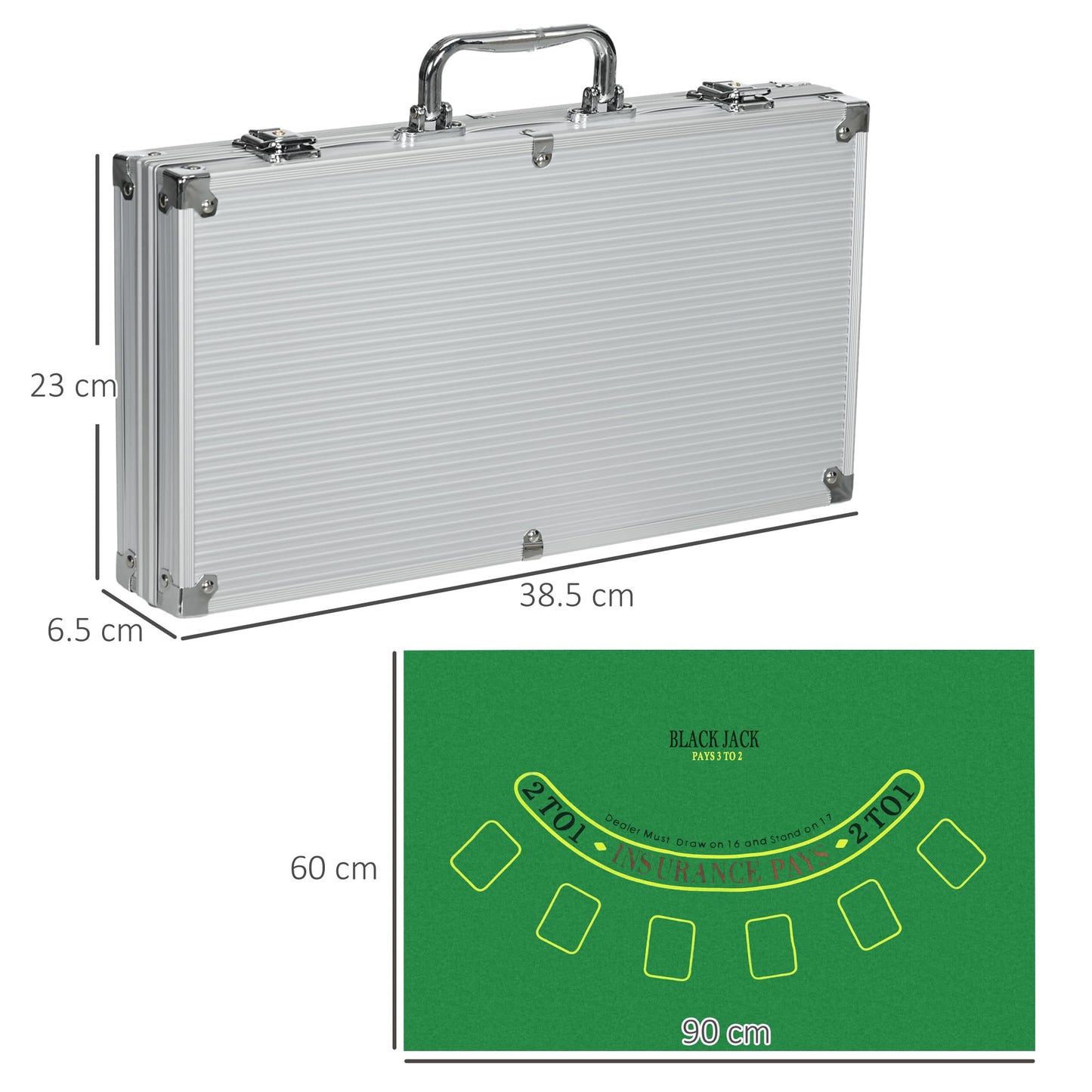 - 300-Piece Poker Chips Set with Aluminium Case | Casino Texas Holdem Poker Set with Mat -