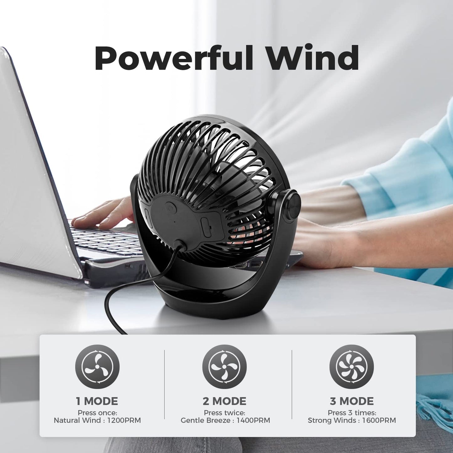 - OCOOPA USB Fan | USB Desk Fan Table Fan | Strong Airflow & Quiet Operation -