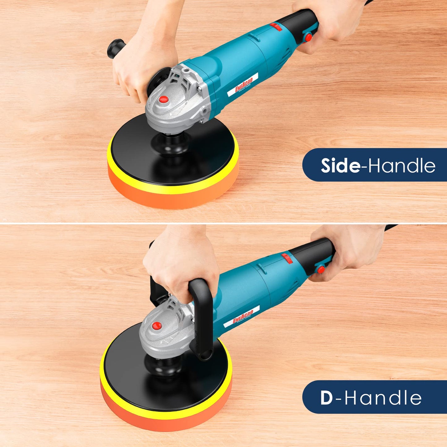 - ENEACRO Polisher | Rotary Car Buffer Polisher Waxer | 1200W 180/150 mm Plate | 6 Variable Speed 1500-3500RPM | Detachable Handle -